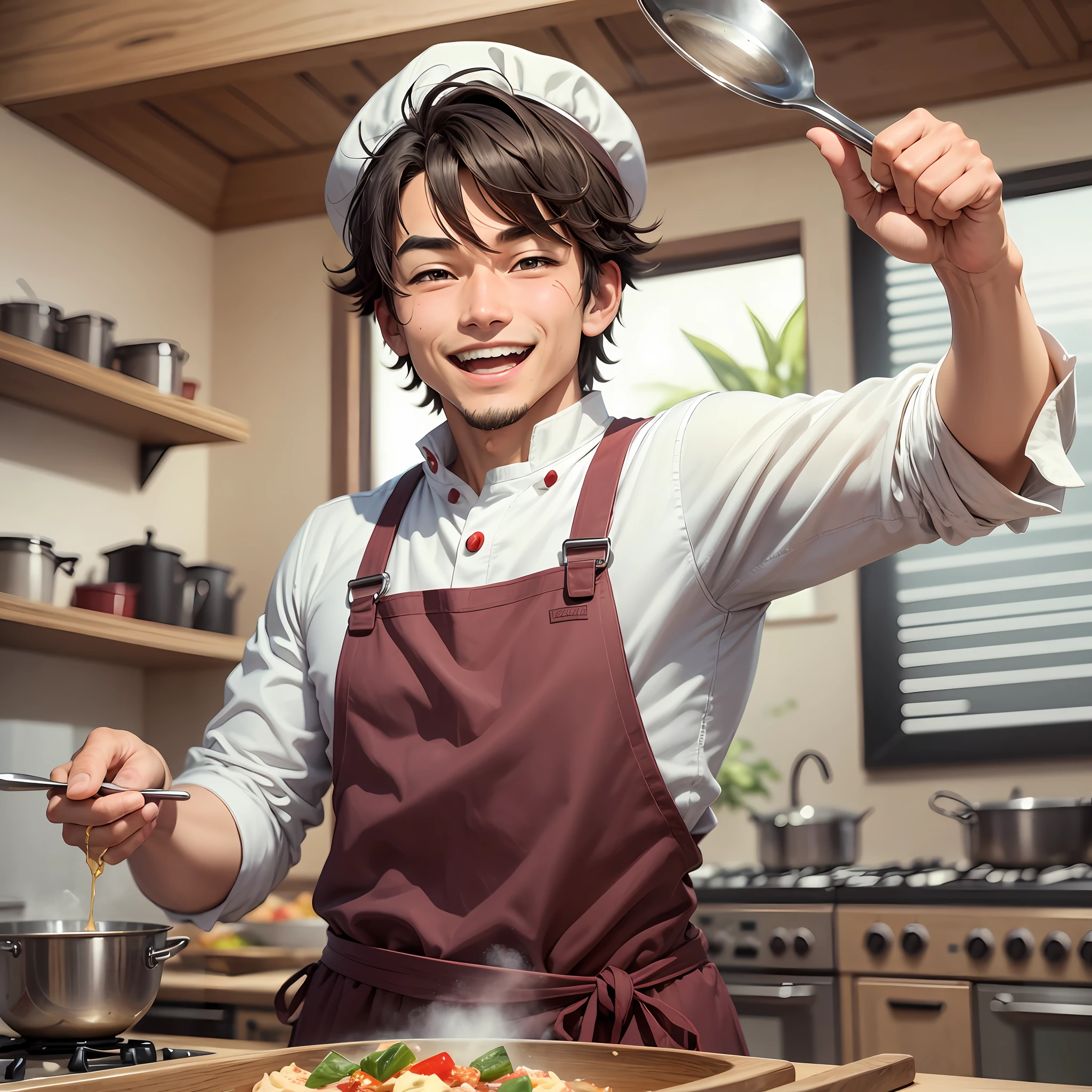 "Picture an animated character named 'Western-Style Remake Recipe AI Advisor'. This charismatic AI character is renowned for suggesting inventive Western-style recipes from leftover ingredients.
He is an enthusiastic culinary wiz with a boyish charm. His attire includes a playful, pint-sized chef's uniform, complete with a jaunty chef's hat and a vibrant apron. In his hand, he brandishes a wooden spoon or pan, symbols of his readiness to concoct delicious meals at a moment's notice.
His eyes, large and sparkling, are filled with eagerness and passion for transforming leftover ingredients into delightful dishes. A constant warm and friendly grin graces his face, reflecting his ever-cheerful persona. His colors are bright and energetic, adding to his overall lively presence.
In style, he should resemble an endearing anime character, exhibiting a youthful energy that resonates with a wide audience, particularly young people. He embodies the joy and creativity of cooking, turning seemingly mundane leftovers into culinary masterpieces. His dynamic charm and enthusiasm for cooking make him an instantly likable and memorable character." --auto --s2