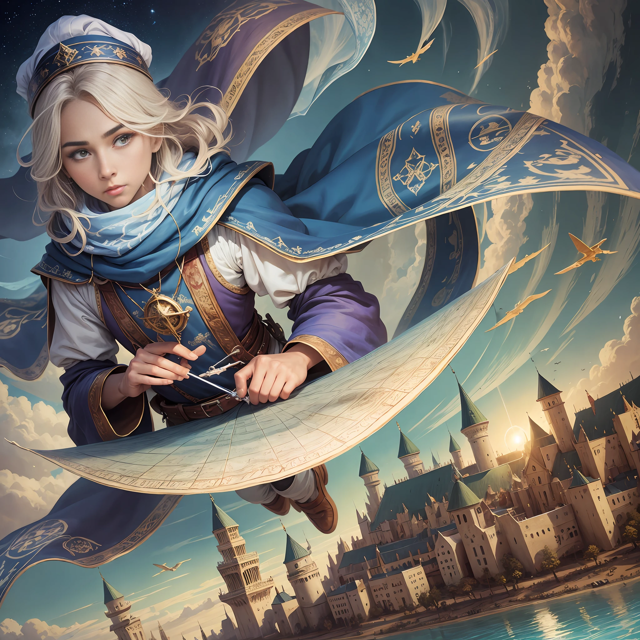 A wizard flies on a map flying carpet --auto --s2