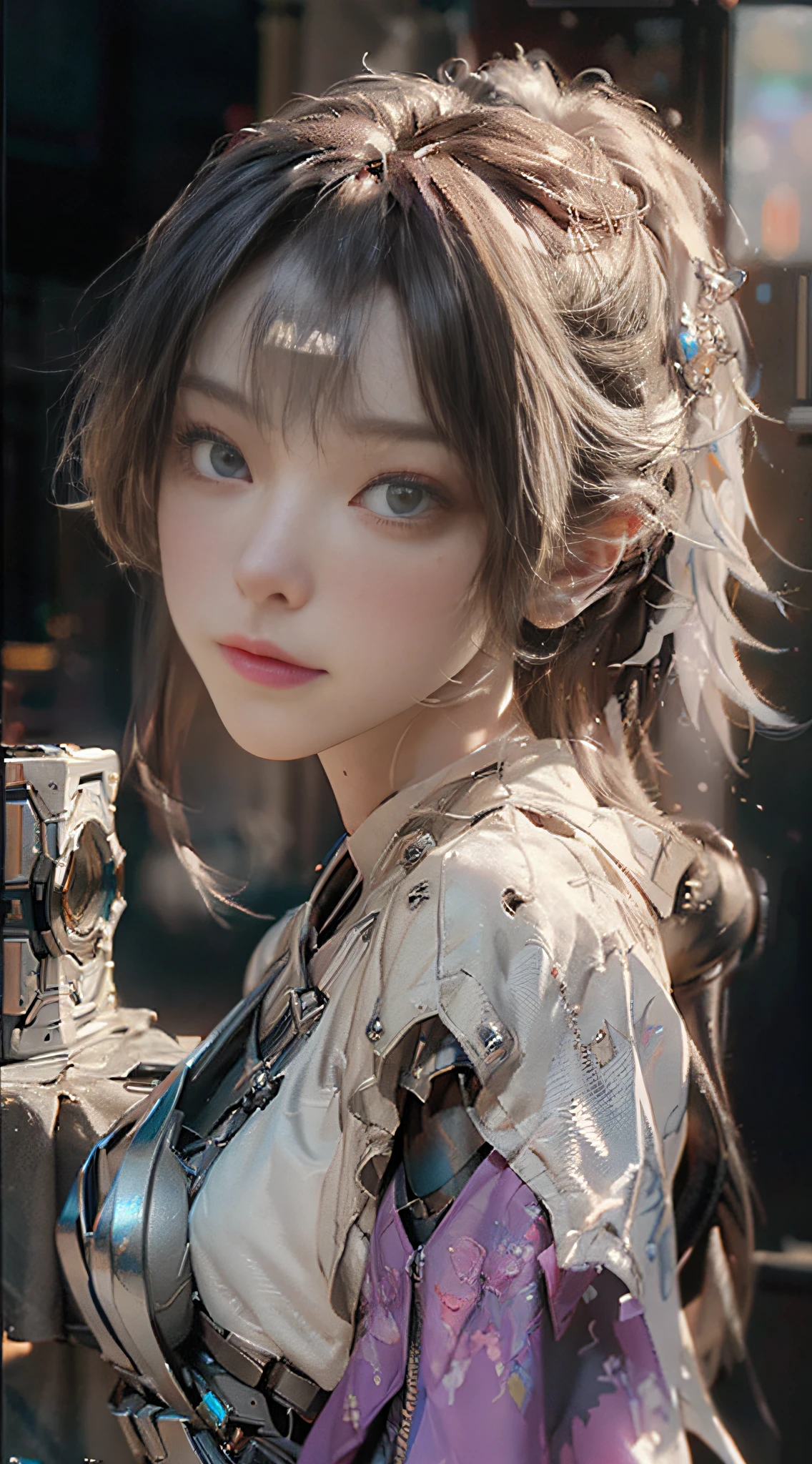 ((Best quality)), ((masterpiece)), (detailed:1.4), 3D, an image of a beautiful cyberpunk female,HDR (High Dynamic Range),Ray Tracing,NVIDIA RTX,Super-Resolution,Unreal 5,Subsurface scattering,PBR Texturing,Post-processing,Anisotropic Filtering,Depth-of-field,Maximum clarity and sharpness,Multi-layered textures,Albedo and Specular maps,Surface shading,Accurate simulation of light-material interaction,Perfect proportions,Octane Render,Two-tone lighting,Wide aperture,Low ISO,White balance,Rule of thirds,8K RAW,