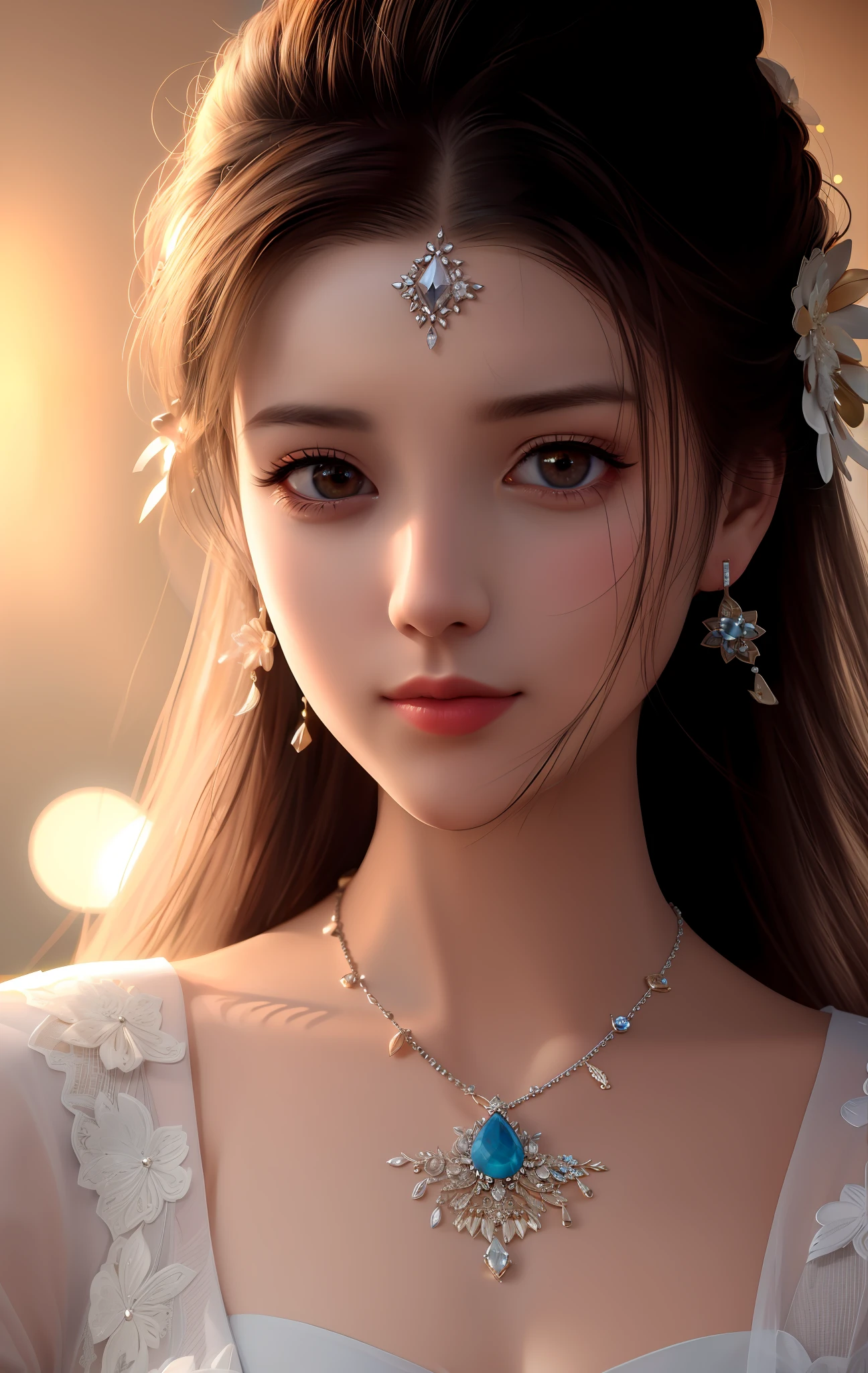 Best Quality, Masterpiece, High Resolution, 1girl, Porcelain Dress, Hair Accessories, Necklace, Jewelry, Beautiful Face, Physically, Tyndall Effect, Realistic, Dark Studio, Rim Lighting, Duotone Lighting, (High Detail Skin : 1.2), 8k uhd, dslr, soft light, high quality, volume light, candid, photo, high resolution, 4k, 8k, bokeh