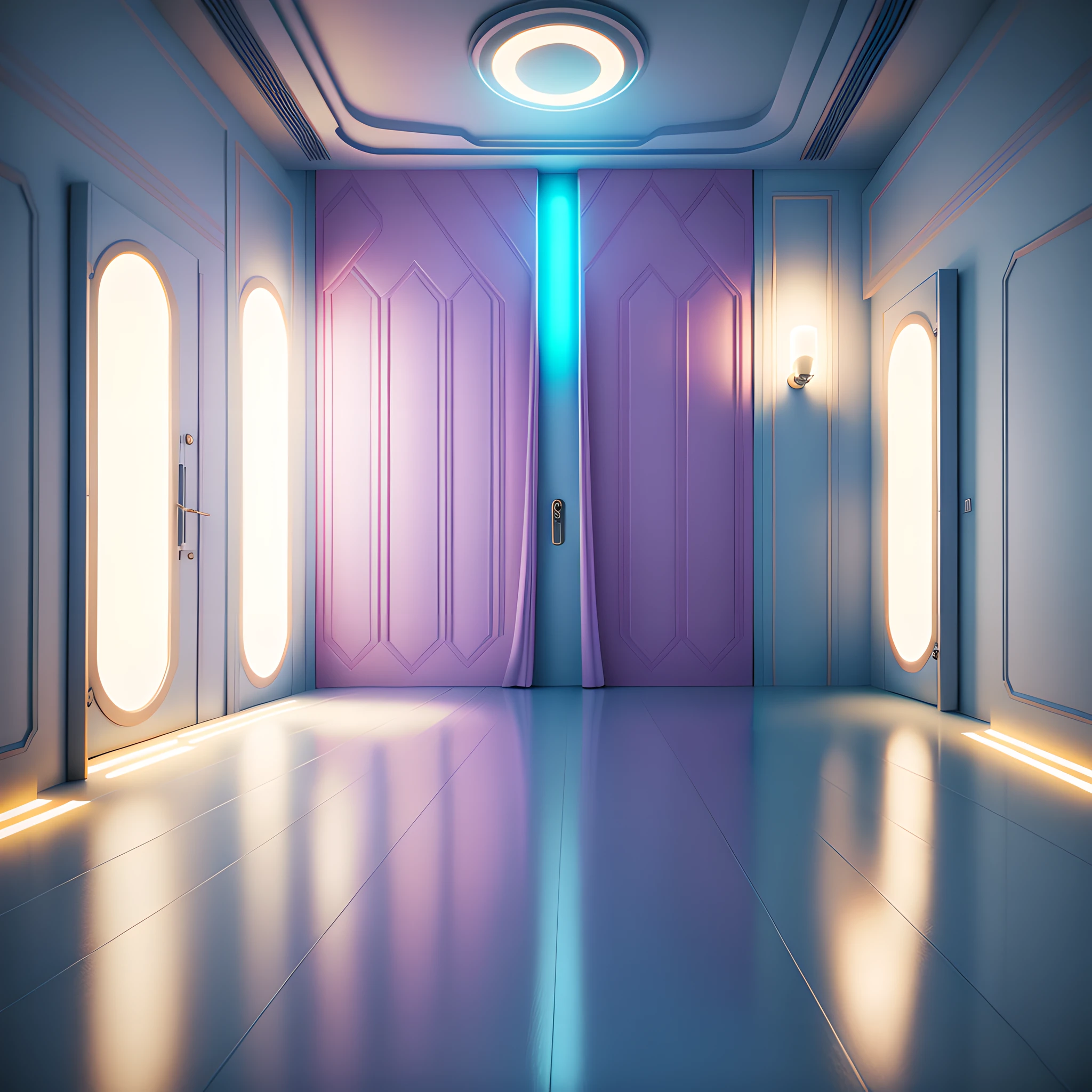 masterpiece, (best quality),luxurious futuristic interior design, 8k ultra-realistic, pastel color scheme, soft lighting