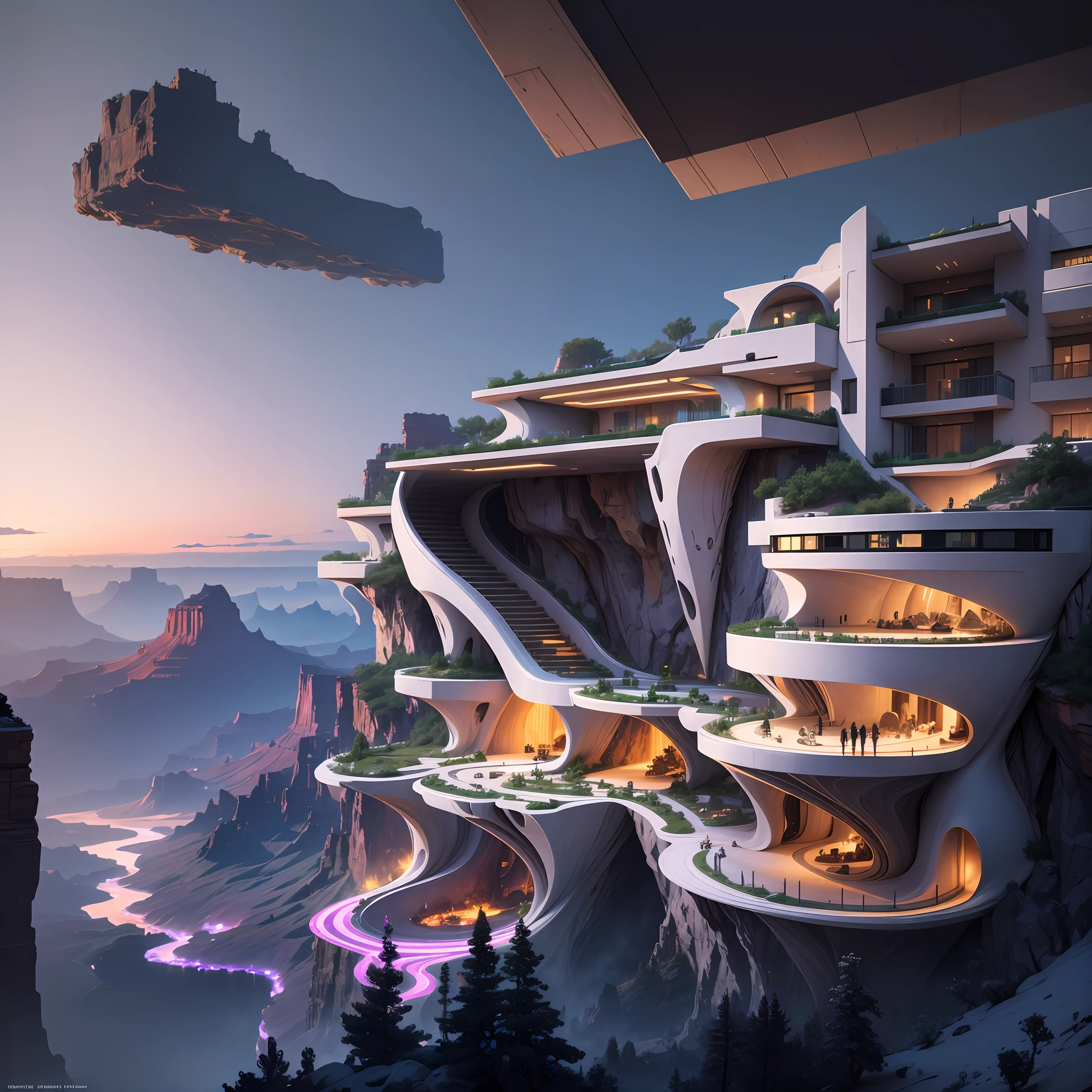 Command: ``/create prompt:Futuristic design of cave architecture interiors concept art on grand Canyon caves nature architecture, proportional,detailed, cave architecture nature meets futuristic architecture by Toyo Ito and Philip Johnson ,residential area, futuristic development, high rise made up staircases, balconies, full of rock and glass facades, residential spaces carved from cliff side ,trending on artstation, beautiful lighting,In the style of Jean Nouvel masterpiece, fantasy, intricate, award winning, 4k, highest quality render model:Real`` --auto --s2