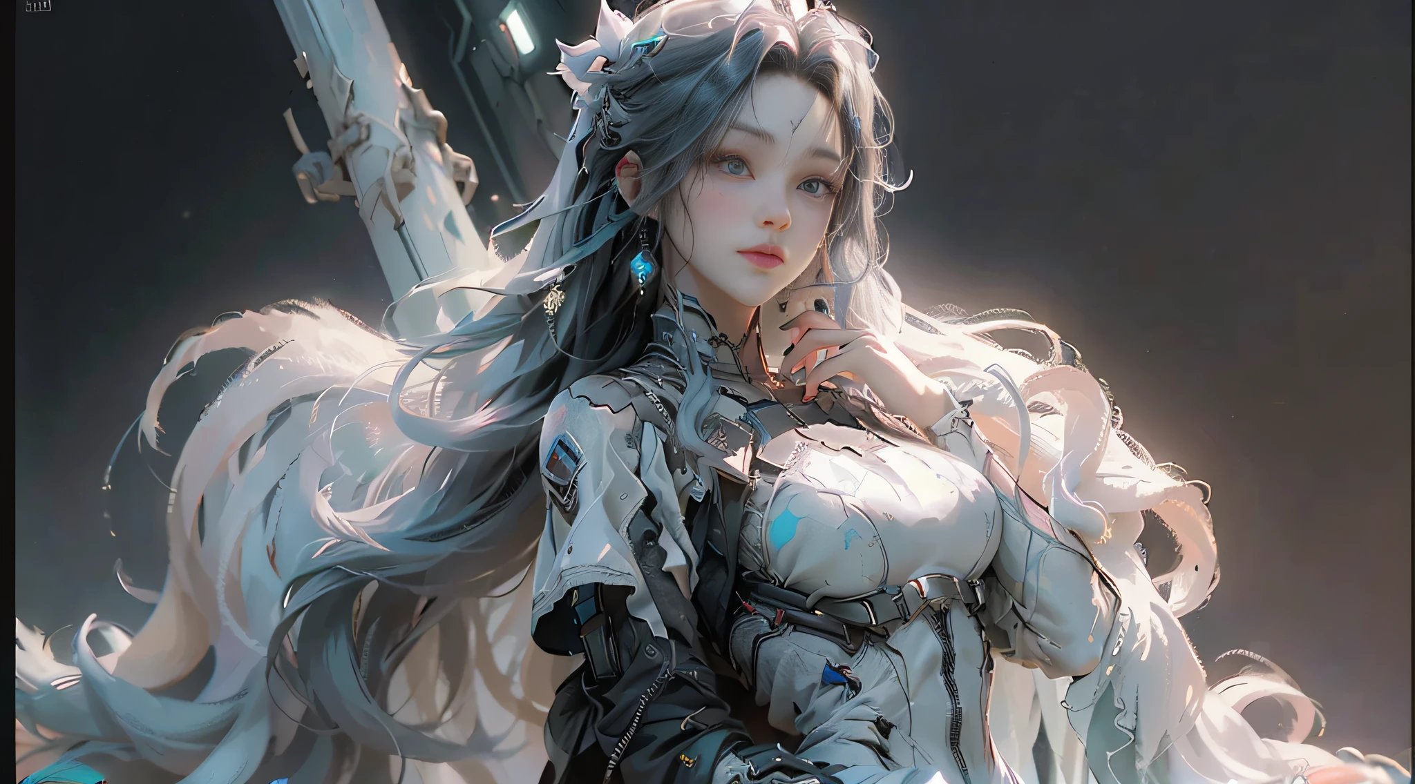 ((Best quality)), ((masterpiece)), (detailed:1.4), 3D, an image of a beautiful cyberpunk female,HDR (High Dynamic Range),Ray Tracing,NVIDIA RTX,Super-Resolution,Unreal 5,Subsurface scattering,PBR Texturing,Post-processing,Anisotropic Filtering,Depth-of-field,Maximum clarity and sharpness,Multi-layered textures,Albedo and Specular maps,Surface shading,Accurate simulation of light-material interaction,Perfect proportions,Octane Render,Two-tone lighting,Wide aperture,Low ISO,White balance,Rule of thirds,8K RAW,