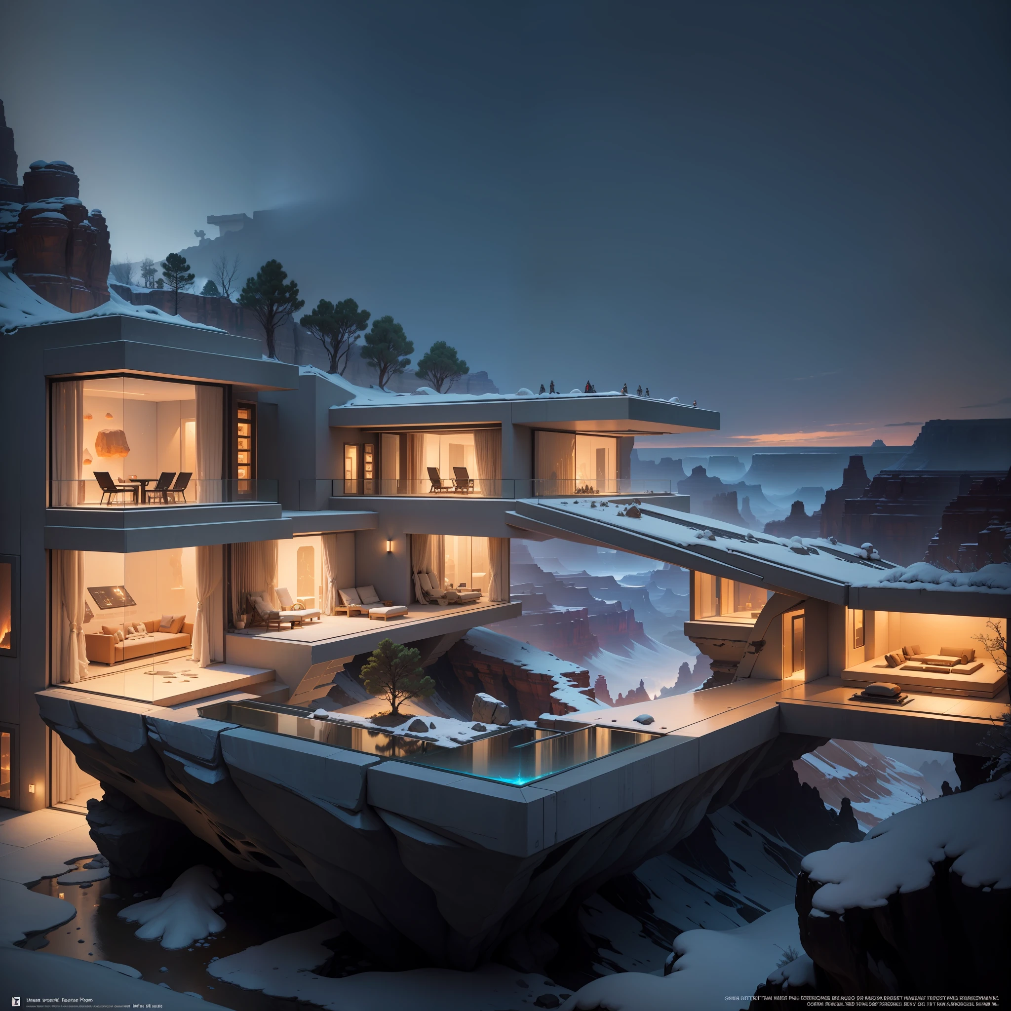 Command: ``/create prompt:Futuristic design of cave architecture interiors concept art on grand Canyon caves nature architecture, proportional,detailed, cave architecture nature meets futuristic architecture by Toyo Ito and Philip Johnson ,residential area, futuristic development, high rise made up staircases, balconies, full of rock and glass facades, residential spaces carved from cliff side ,trending on artstation, beautiful lighting,In the style of Jean Nouvel masterpiece, fantasy, intricate, award winning, 4k, highest quality render model:Real`` --auto --s2