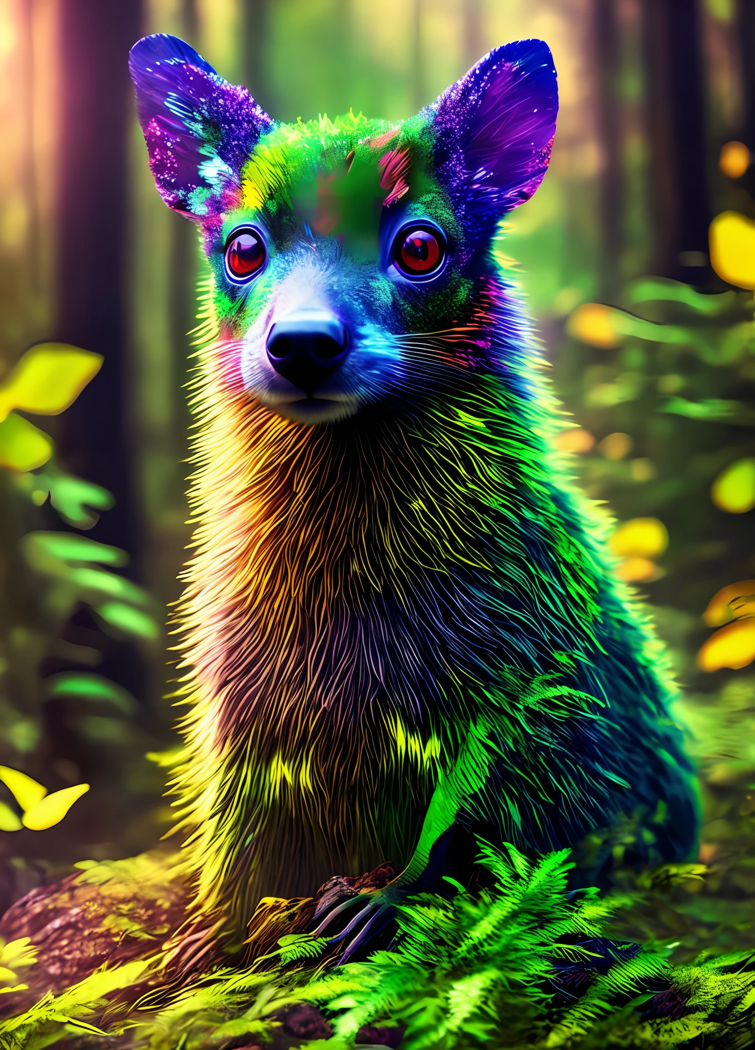Close up of beautiful girl glowing in forest, 3D digital art 4K, digital art animal photo, digital artwork 4 K, holographic creatures, 4K highly detailed digital art, 8K high quality detail art, 4K detailed digital art, 8 K ultra realistic animals, digital art 4K, digital art 4 K, detailed digital 3d art