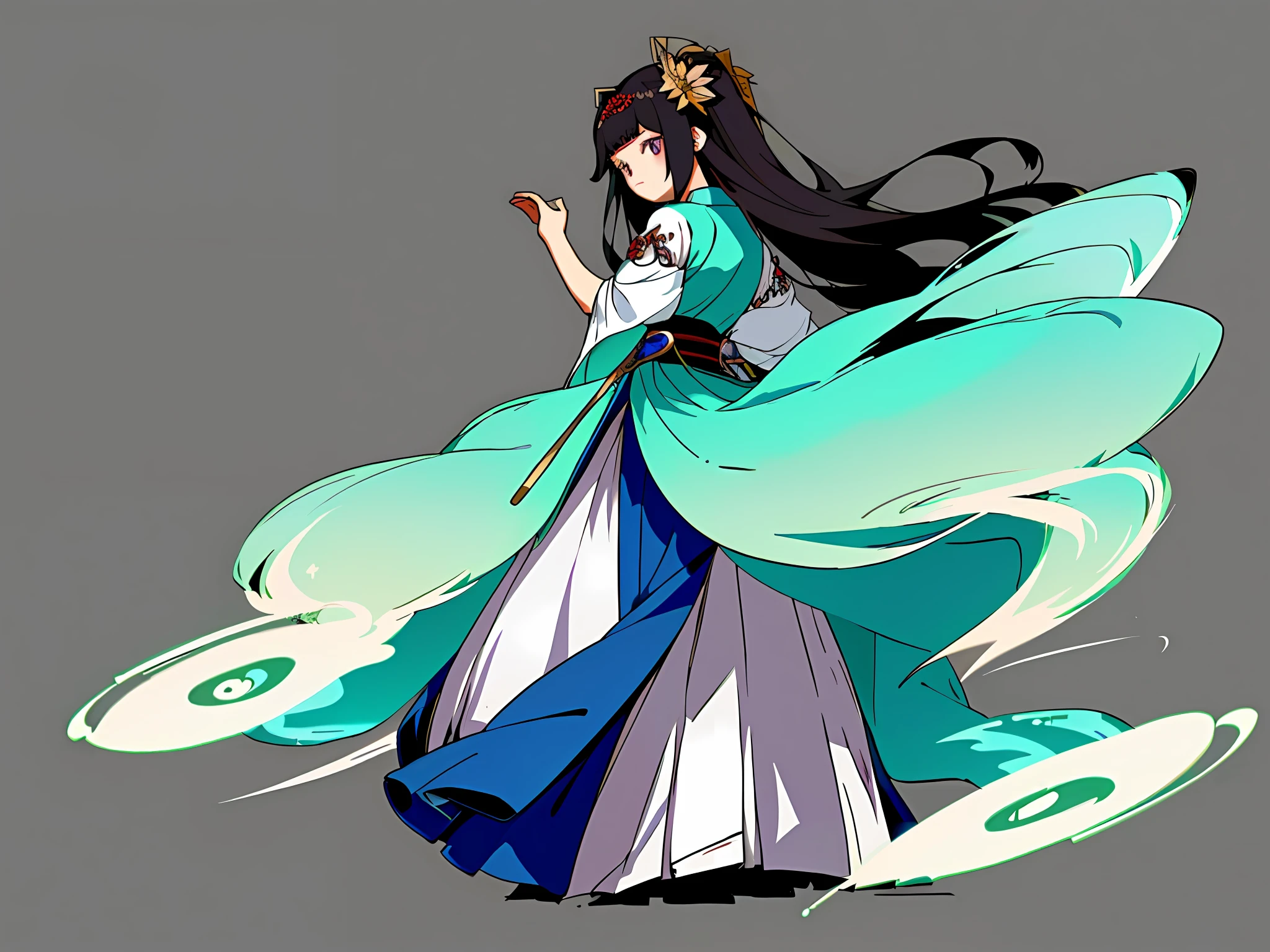 ((masterpiece)), ((best quality))), (character design sheet, same character, front, side, back), Illustration, 1 girl, hair color is black, hairpin, long hair, eyes, environment change, hair fax, pose zitai, female, ancient Chinese princess, charturnbetalora, (simple background, white background: 1.3)