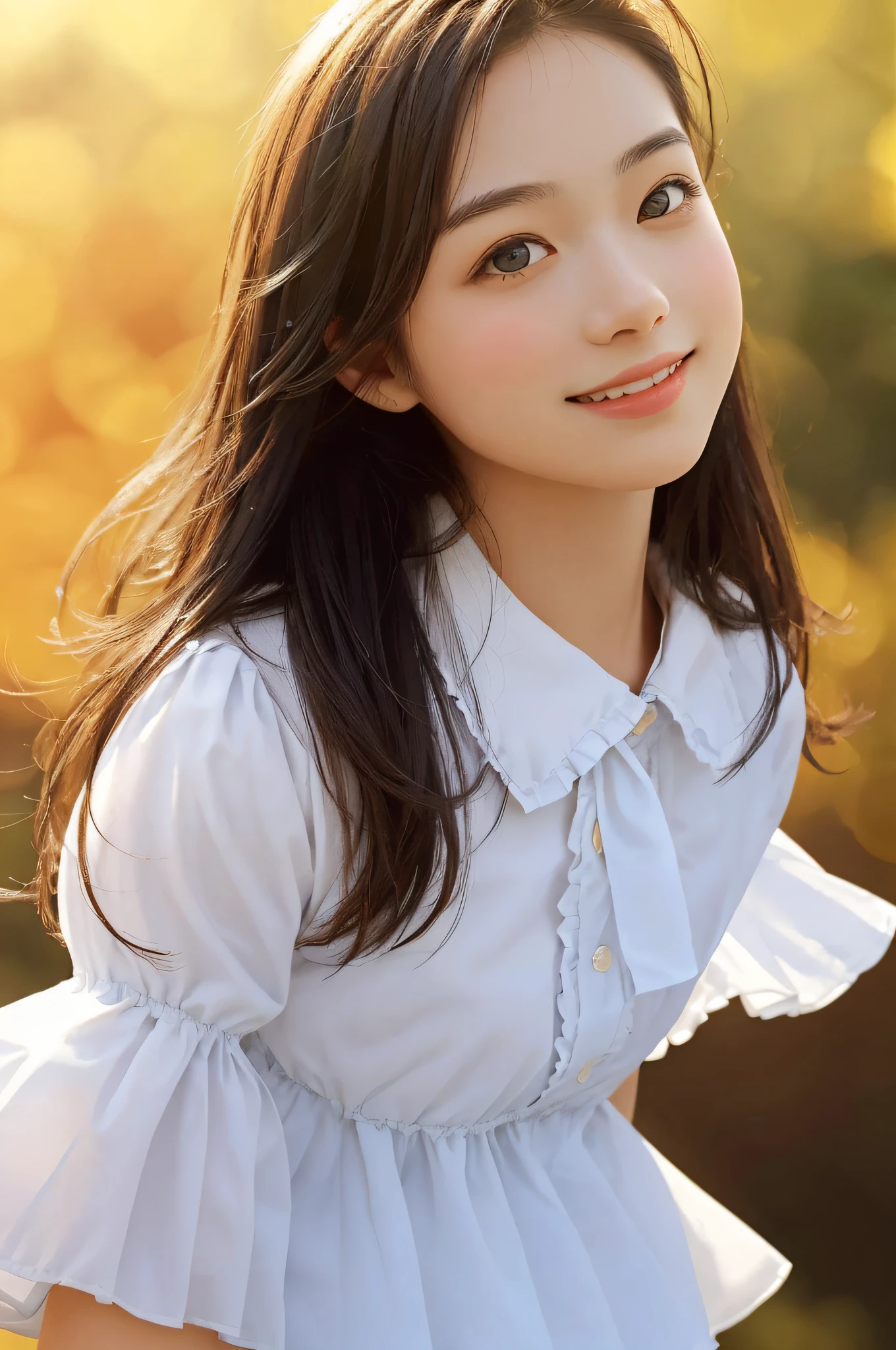 high resolution,
one beautiful young woman,
(soft saturation:1.3), (fair skin:1.2),
(ultra-detailed background, detailed background), bokeh,
BREAK
smiling girl portrait.,
When viewed from the front, the composition is symmetrical,
looking straight at you with serious eyes,
BREAK
sunshine, strong light, front lighting,
gleaming skin,
(teenage:1.3), (cowboy shot:1.2),
BREAK
frills, frilled dress,
frilled shirt, center frills, frilled shirt collar, frilled sleeves,
frilled ribbon, frilled tie, ribbon tie,
frilled skirt
dutch angle,
looking at viewer
dynamic pose