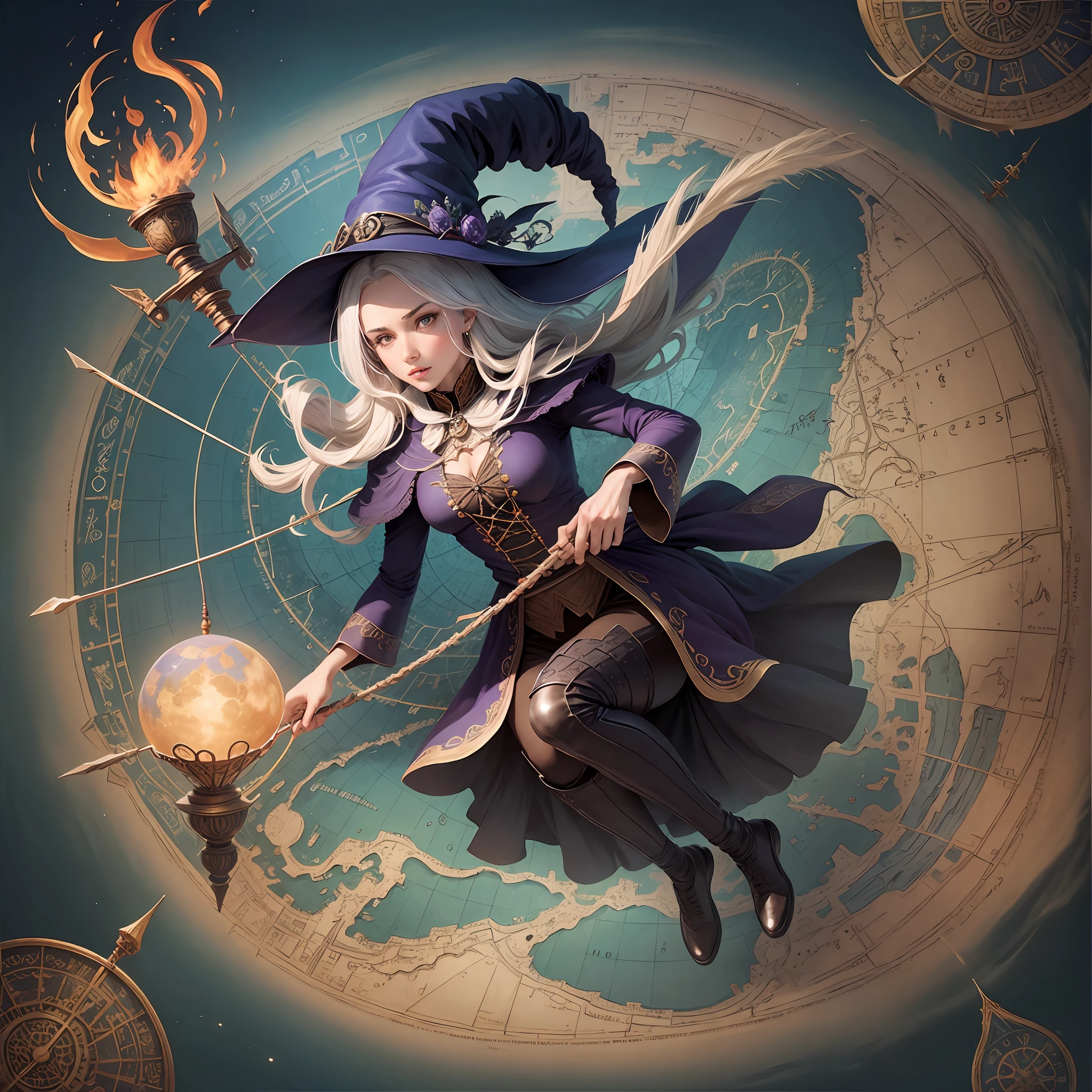 A witch riding a map flying carpet --auto --s2