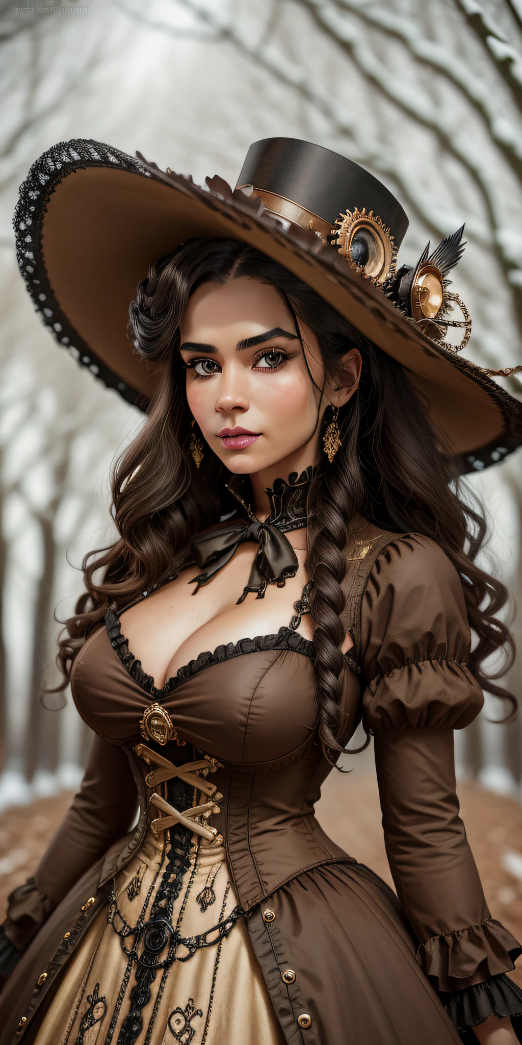 Best possible quality, high resolution 8k, close-up,the most Beautiful ebony woman in a dress and hat walking down the street, long curly hair, tanned skin, fine hat, elegant, Victorian dusk,Victorian fantasy art, Victorian inspired science fiction, steampunk fantasy style, steampunk fantasy, Miss Aniela, Victorian lady, Victorian city, Victorian style costume, intricate Victorian dress, Victorian Inspired Clothing, Garter Holder, Fine Art Fashion Photography, Steampunk Fiction, Steampunk Aesthetic, Fantasy Genre Portrait, Fine Art Fashion Magazine Style
