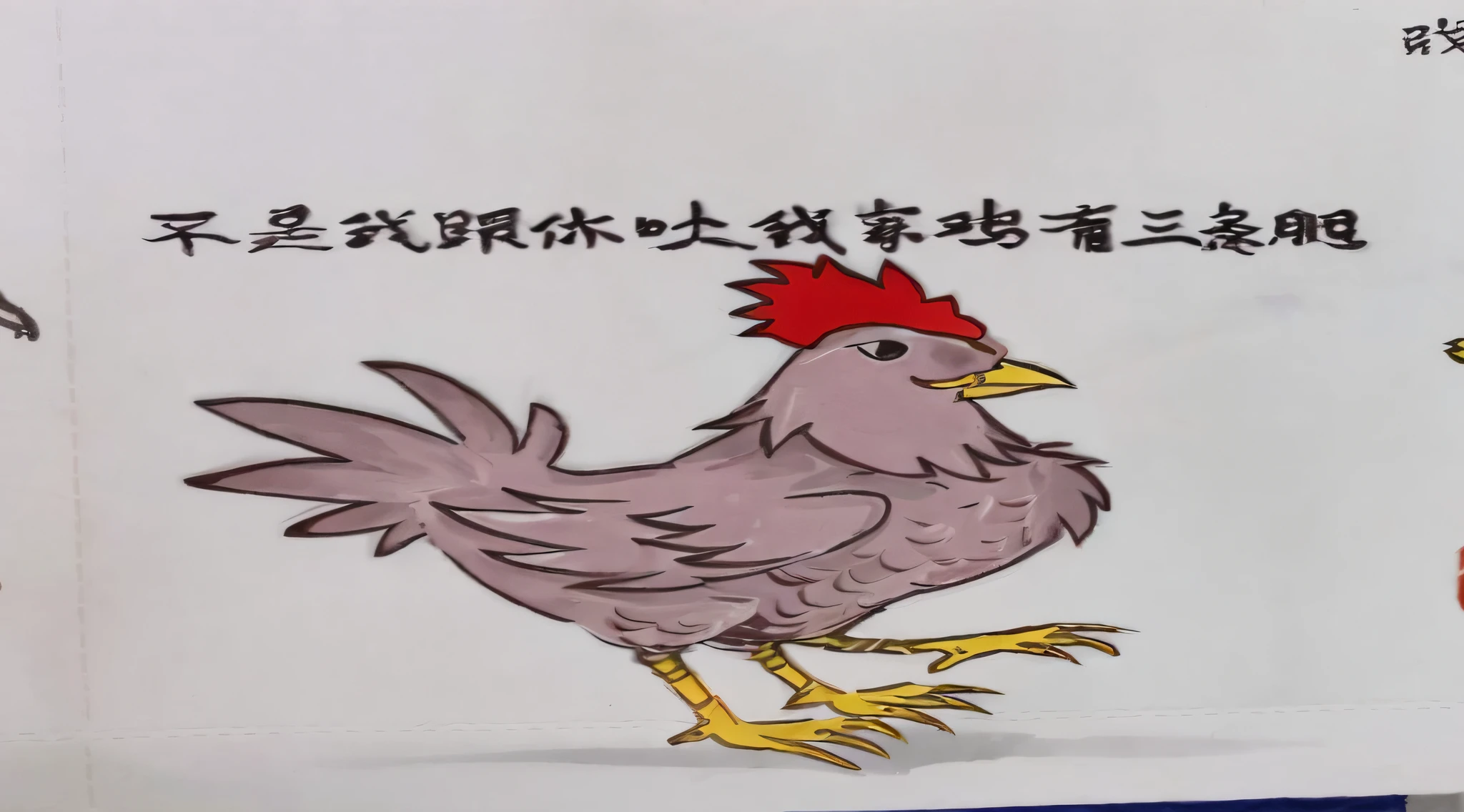 there is a picture of a cartoon chicken with chinese writing on it, anthropomorphized chicken, rooster!!!!, the king of rooster, illustration of a rooster, from china, illustration of an angry rooster, overlaid with chinese text, rooster, chinese text, chicken dressed as an inmate, by Wen Boren, cocky expression, by Yi Insang