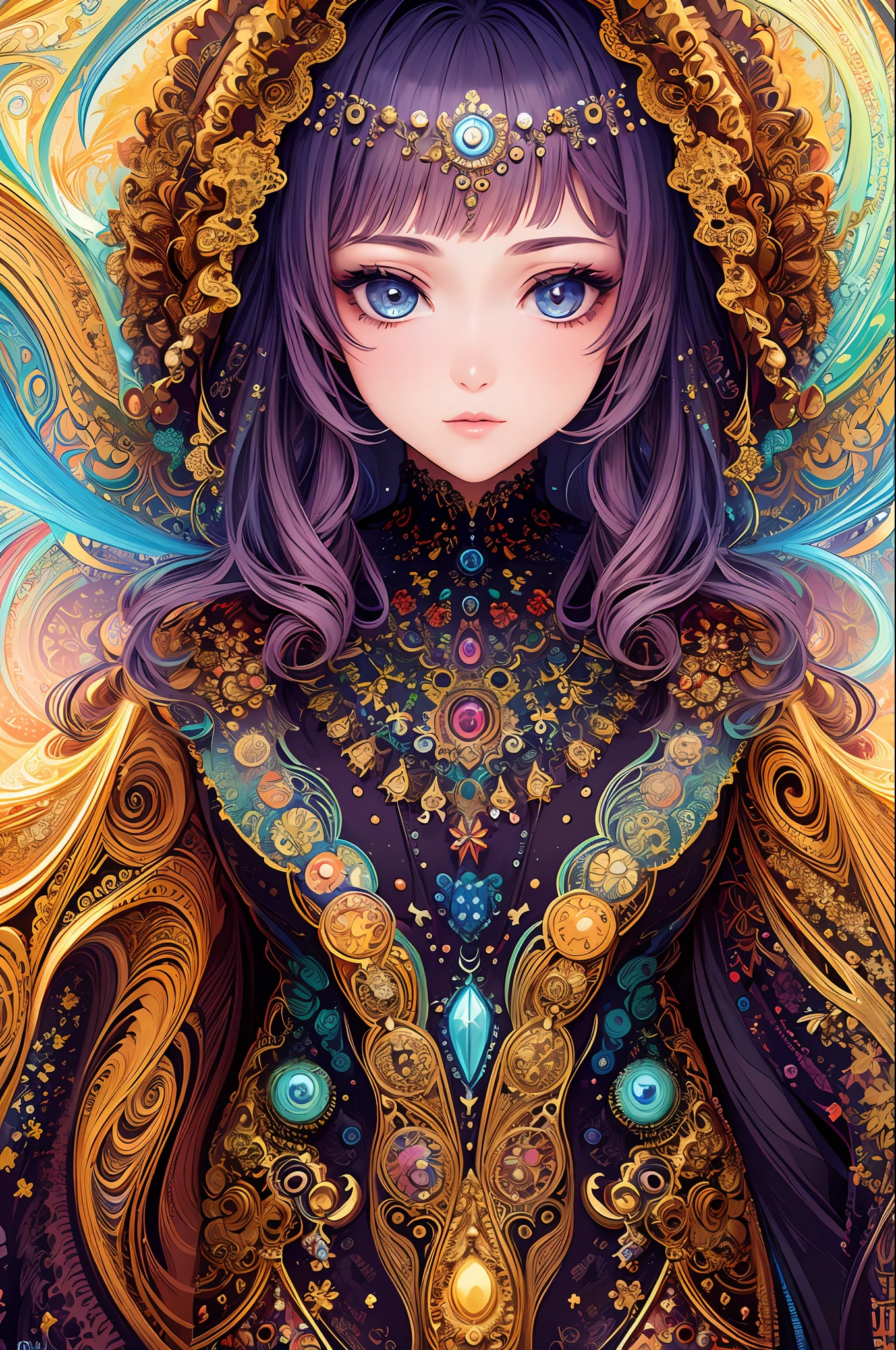(masterpiece, top quality, best quality, official art, beautiful and aesthetic:1.2), (1girl), extreme detailed,(fractal art:1.3),colorful,highest detailed