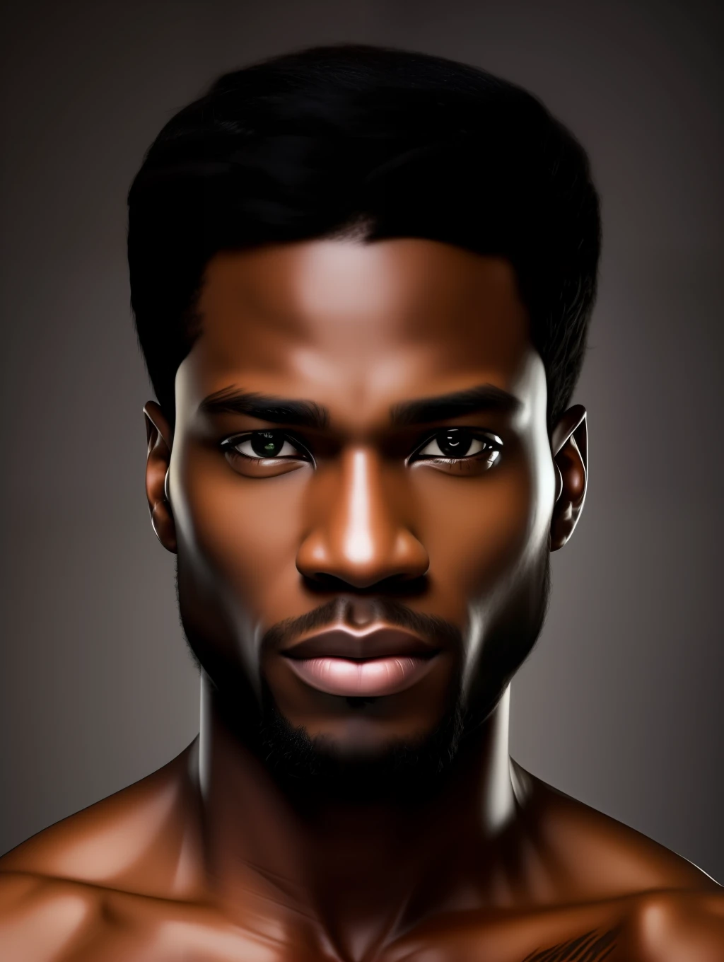 Handsome Black man, coffee color skin with greenish hue, unbelievably handsome , honey eyes, hyper realistic facial details, golden ratio beauty, defined clothing ,haute couture style clothing, short light brown hair, shaved at temples, hd crisp, cannon 6d, wide angle camera, full body shot, frontal view, concept art,masterpiece, anatomically perfect, photorealistic, complimentary light, looking at the camera