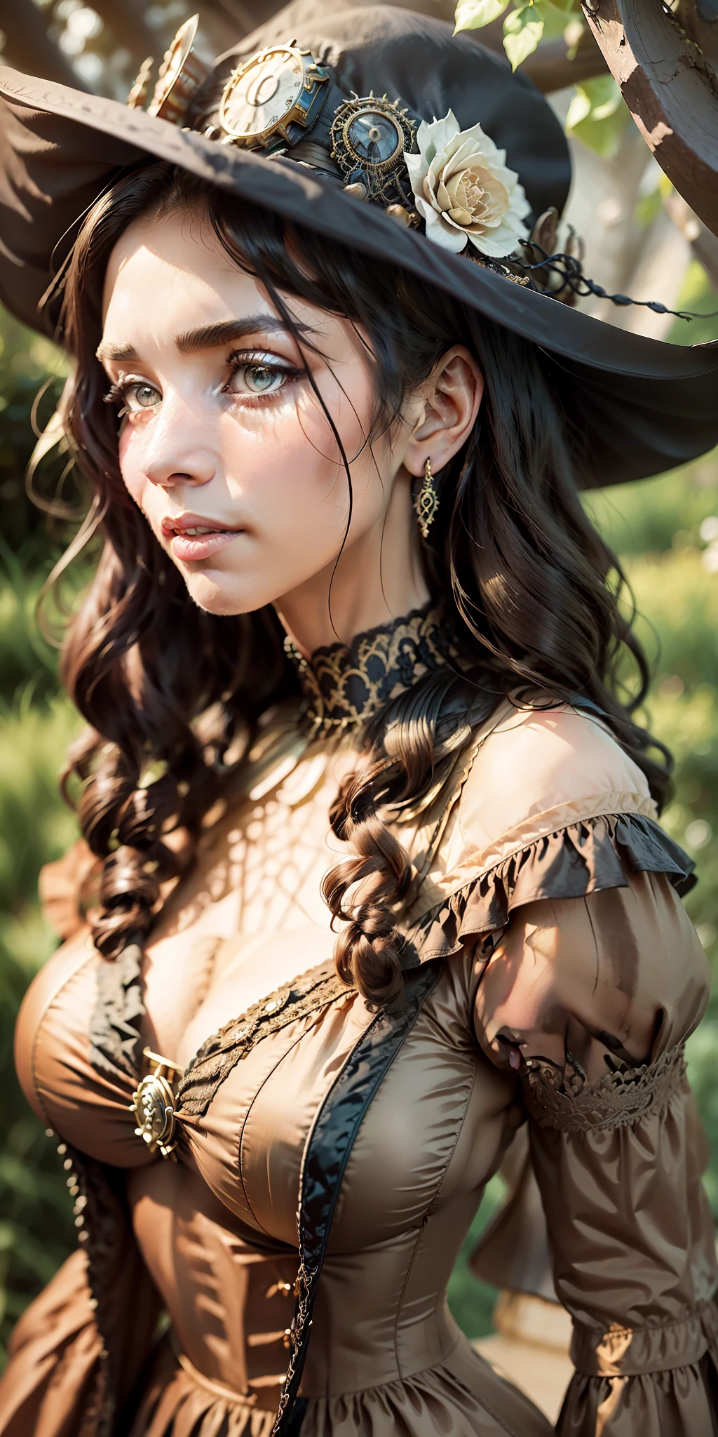 Best possible quality, high resolution 8k, close-up,the most Beautiful ebony woman in a dress and hat walking down the street, long curly hair, tanned skin, fine hat, elegant, Victorian dusk,Victorian fantasy art, Victorian inspired science fiction, steampunk fantasy style, steampunk fantasy, Miss Aniela, Victorian lady, Victorian city, Victorian style costume, intricate Victorian dress, Victorian Inspired Clothing, Garter Holder, Fine Art Fashion Photography, Steampunk Fiction, Steampunk Aesthetic, Fantasy Genre Portrait, Fine Art Fashion Magazine Style