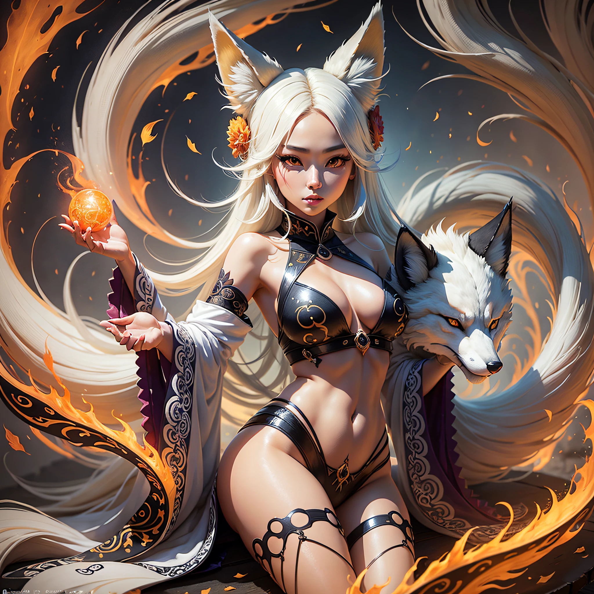 A nine-tailed spirit fox cultivated for thousands of years, transformed into a fresh and seductive human form --auto --s2