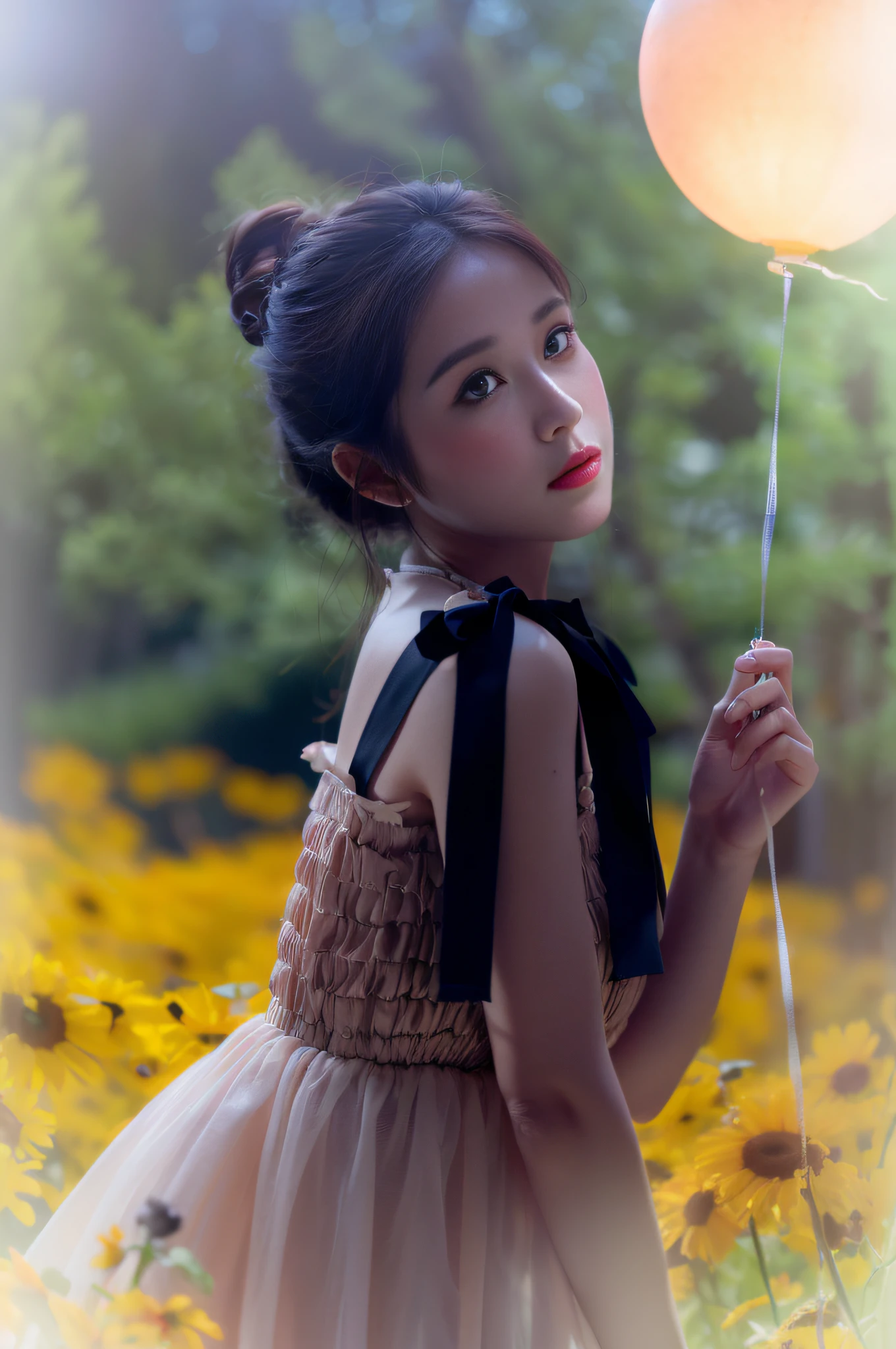 (8k, RAW photo, best quality, masterpiece:1.2), (realistic, photo-realistic:1.37), professional lighting, photon mapping, radiosity, Korean Doll, park, white summer dress