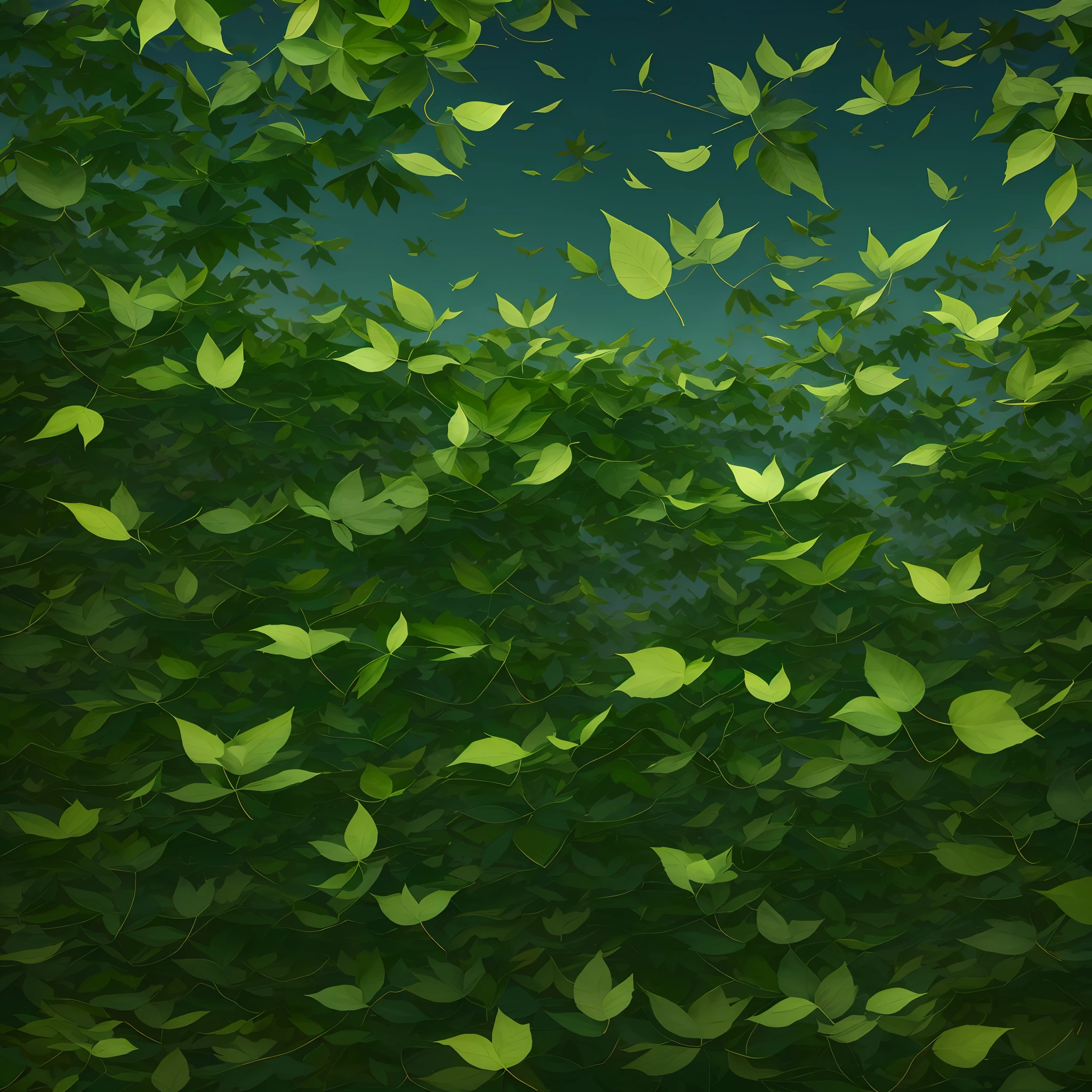 Computer Visualized Graphics, whirlwind of leaves realistic fantasy, Extensive landscape ultra photography (general view showing the sky, dynamic movement of falling leaves from the sky, dynamic movement of falling leaves, dynamic movement of the leaf cycle, dynamic movement leaf vortex in the sky, a cycle of many leaves, thick leaves, sky, falling leaves, wind from leaves, falling leaves, huge leafy visre,  circling leaves, leaves circling in the sky,), blurred background, rocks in the distance, shore, gloomy, green, warm, magic