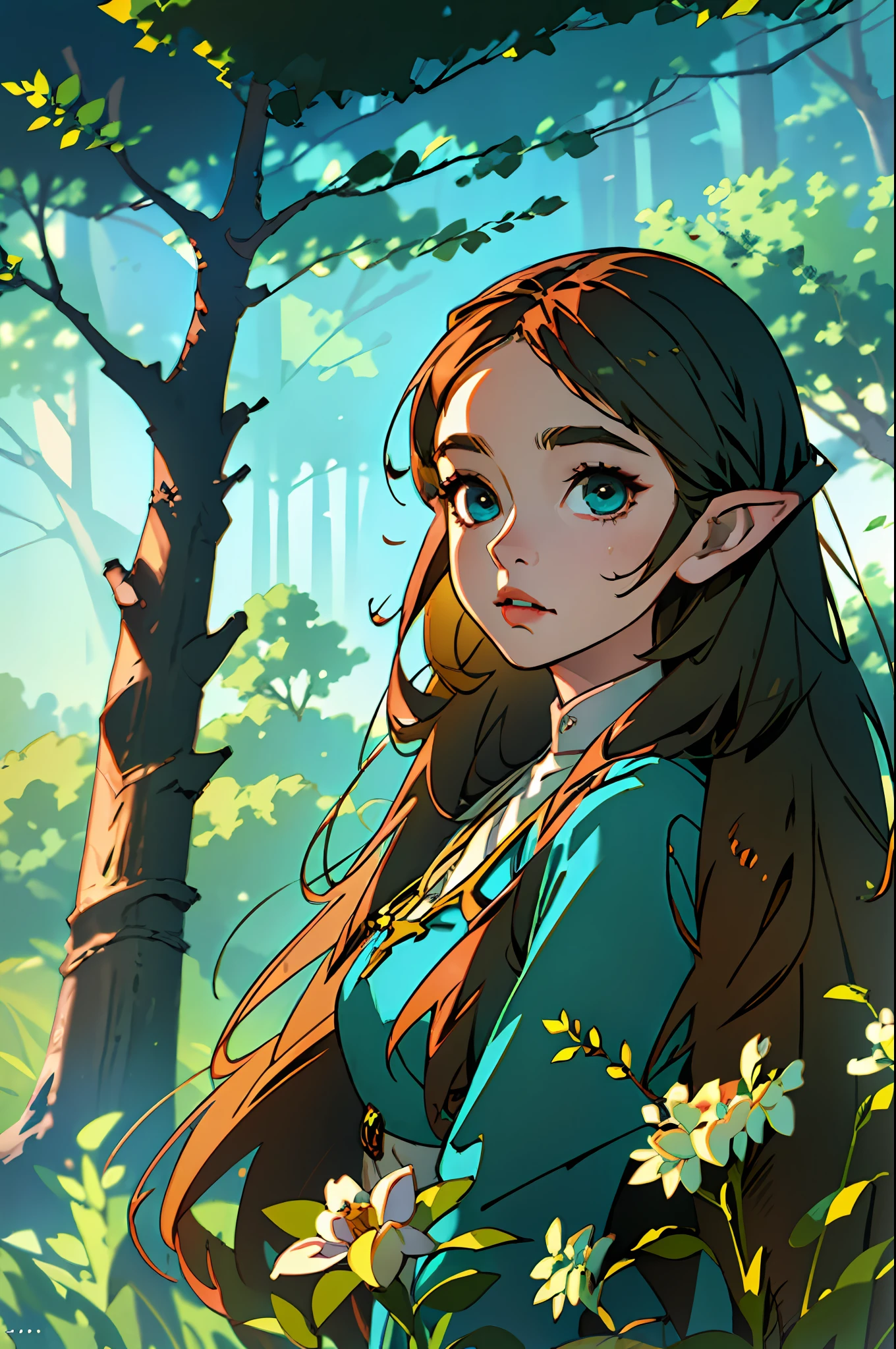 (best quality:1.2, masterpiece:1.2), (detailed eye:1.2), intricate detail, depth of field, 1girl, standing, upper body, princess zelda, long hair, forest, looking at viewer.