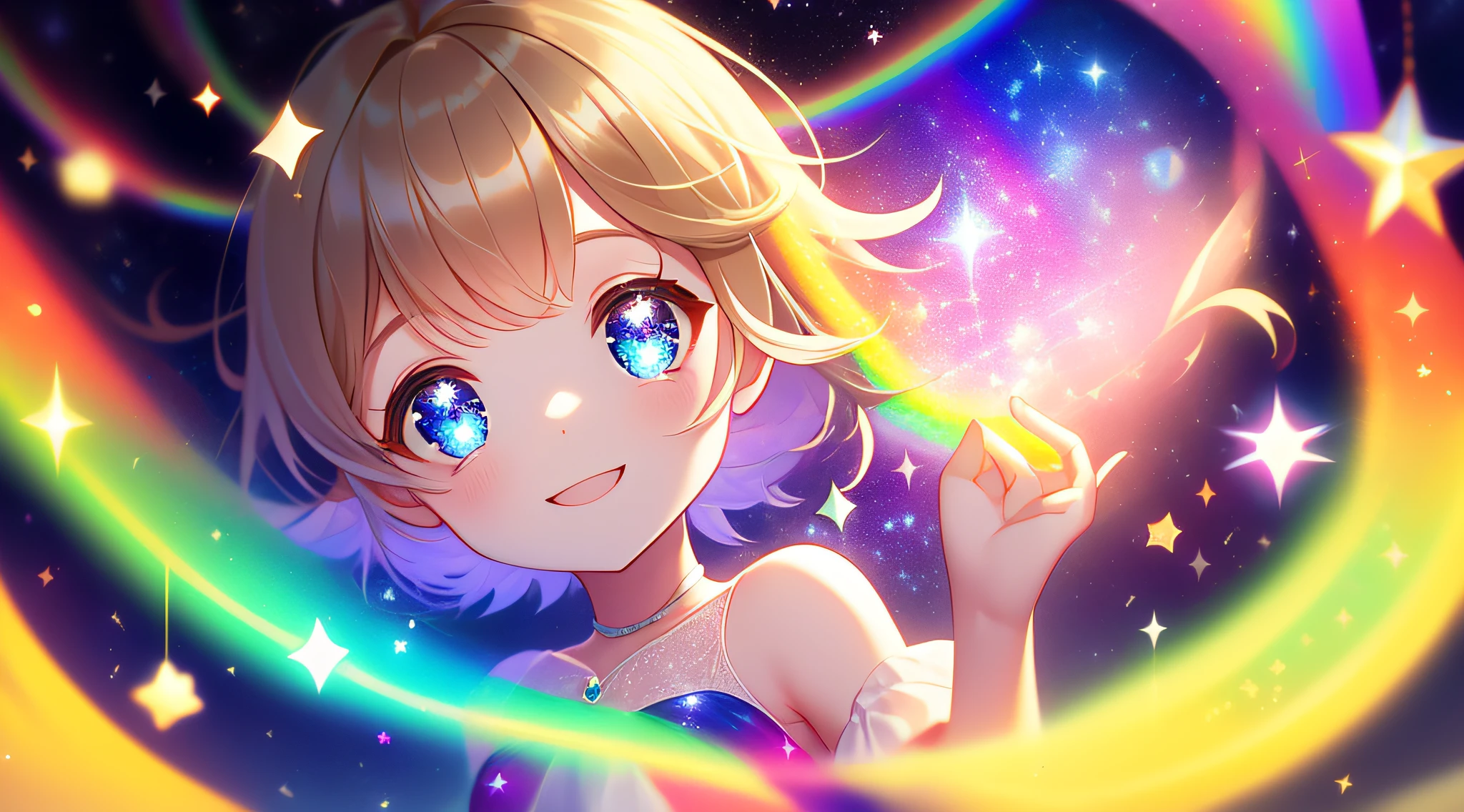 Favorite , eye, love, eyes with twinkling stars, sparkling heart, fairy, beautiful smile, magic, mysterious worldview, spiritual, rainbow, tenderness, sparkling light, sparkle, fantasy