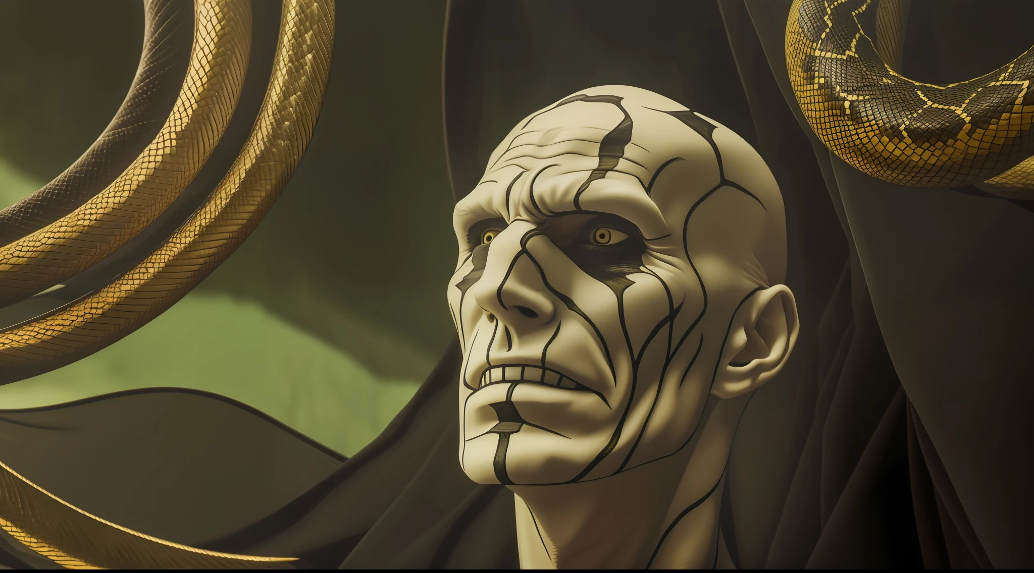 best quality, masterpiece, highres, voldemort, facial snake