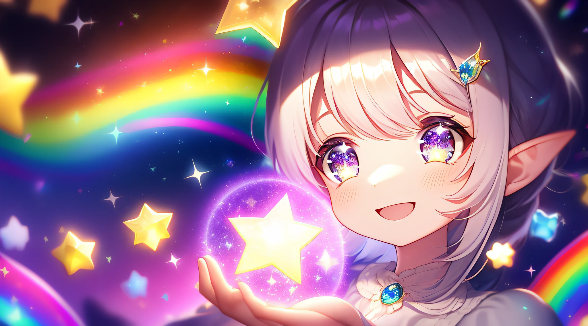 Favorite child, eye, love, eyes with twinkling stars, sparkling heart, fairy, beautiful smile, magic, mysterious worldview, spiritual, rainbow, tenderness, sparkling light, sparkle, fantasy