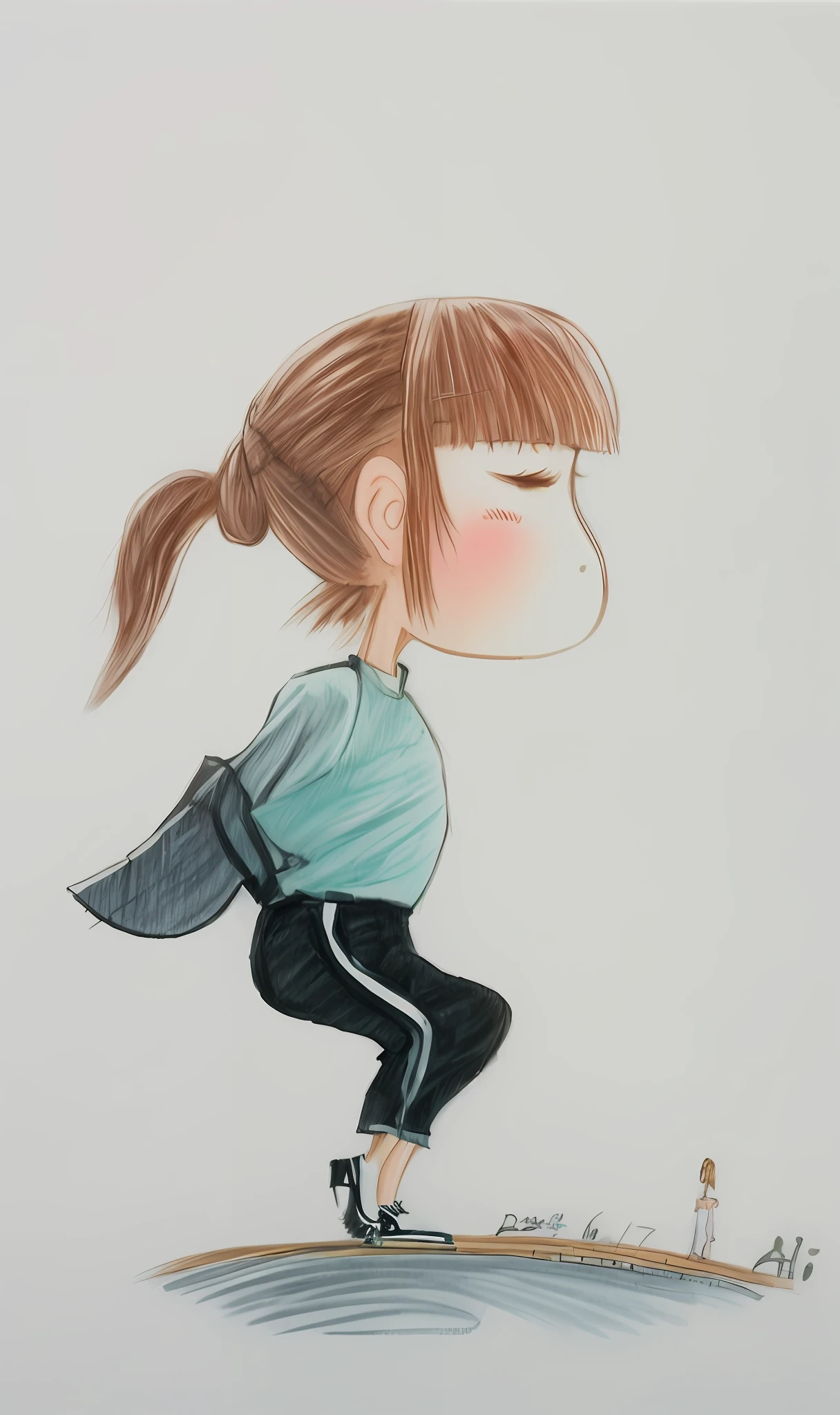 drawing of a girl on a skateboard with a ponytail, charicature, inspired by Nara Yoshitomo, character is in her natural pose, inspired by Inoue Naohisa, inspired by Osamu Tezuka, inspired by Shi Rui, cartoonish and simplistic, cartoonish cute, inspired by Glen Keane
