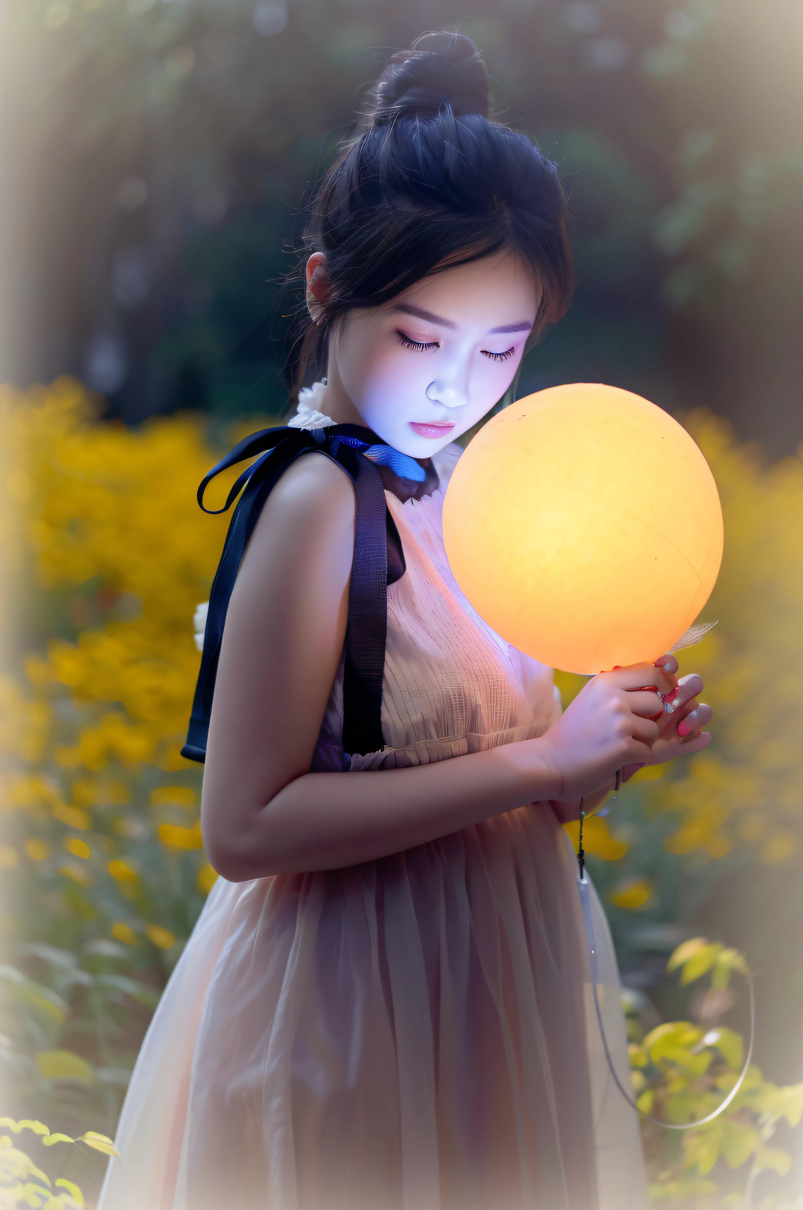 (8k, RAW photo, best quality, masterpiece:1.2), (realistic, photo-realistic:1.37), professional lighting, photon mapping, radiosity, Korean Doll, park, white summer dress