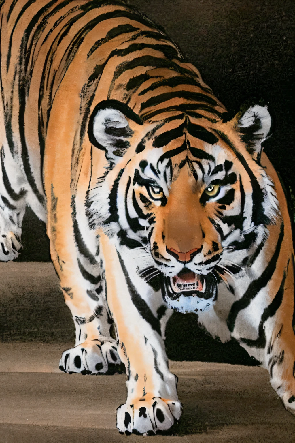 man fighting a tiger, dynamic