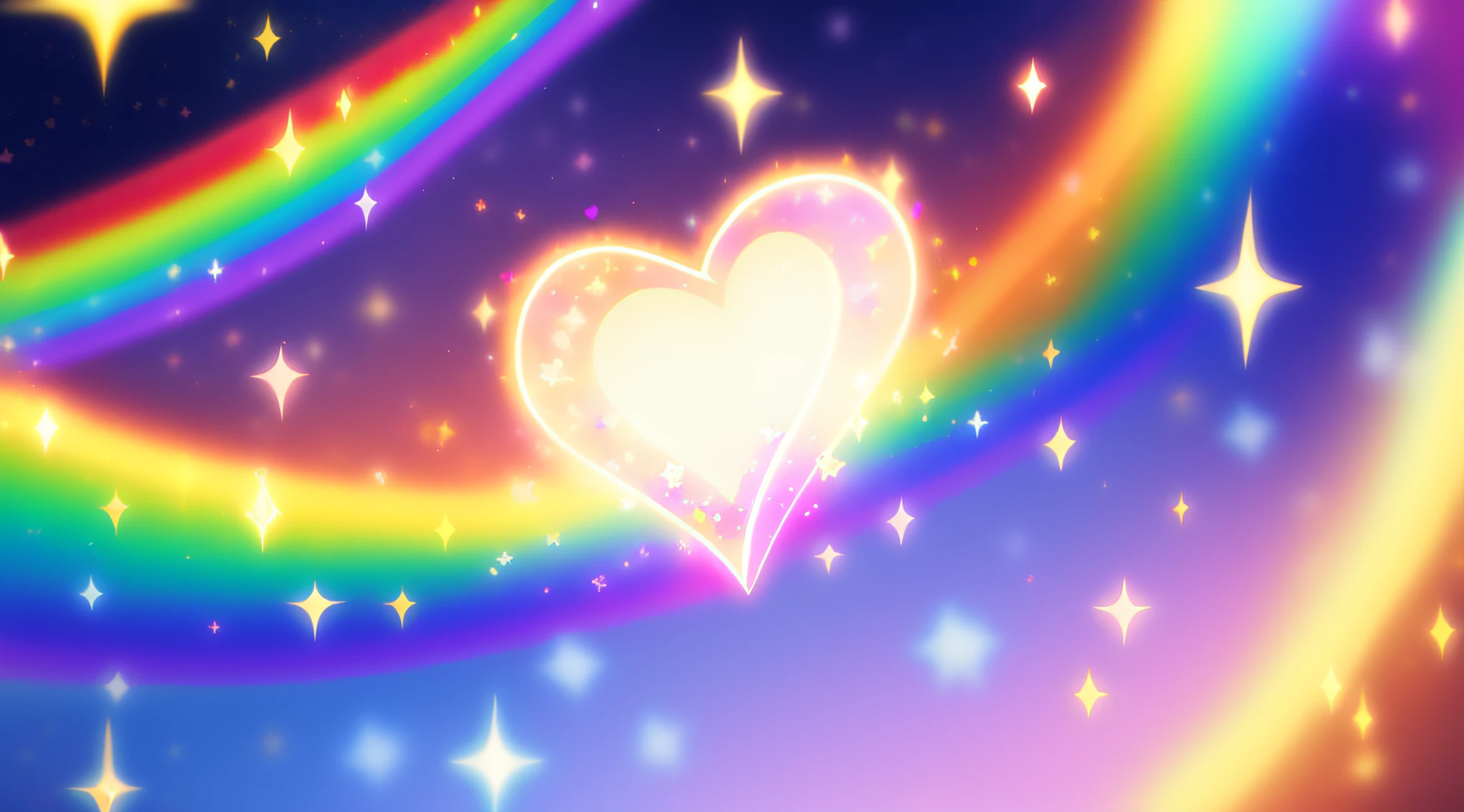big twinkling heart, love, light, compassion, rainbow, tenderness, glitter light, twinkle, fantasy