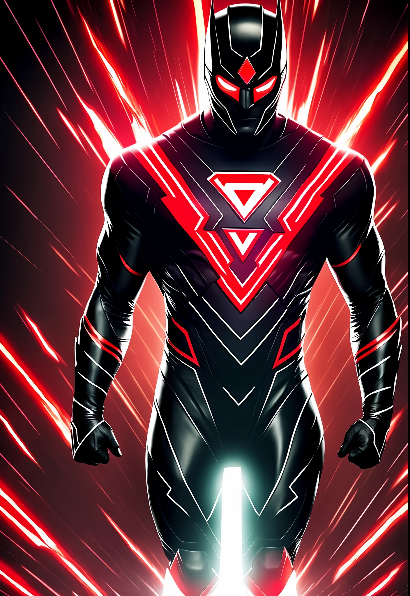 Man, super human, black uniform, red energy, night, Super Villain, powers.