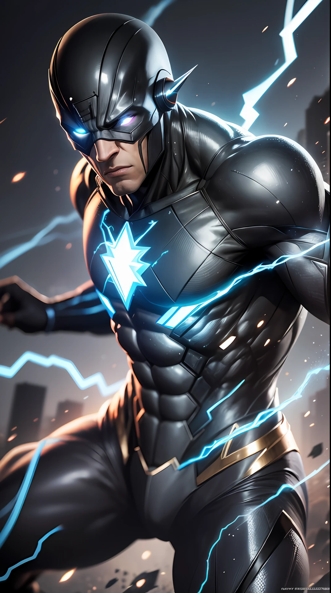 Create ultra realistic justice league black flash character, perfect lighting high resolution 8k realism --auto --s2