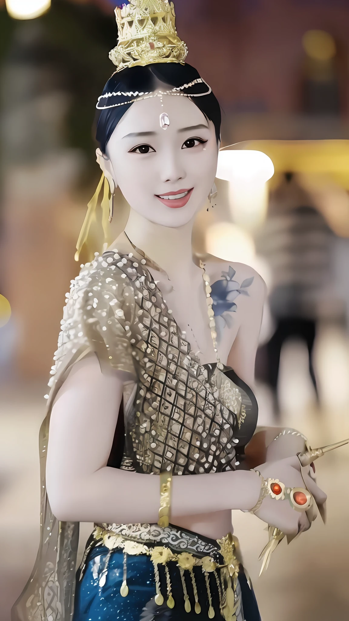 arafed woman in a costume with a crown and a sword, inspired by Lan Ying, anime thai girl, inspired by Jin Nong, traditional beauty, beautiful render of tang dynasty, a beautiful fantasy empress, chinese girl, chinese princess, inspired by Sim Sa-jeong, chinese woman, 8k artgerm bokeh, inspired by Du Qiong