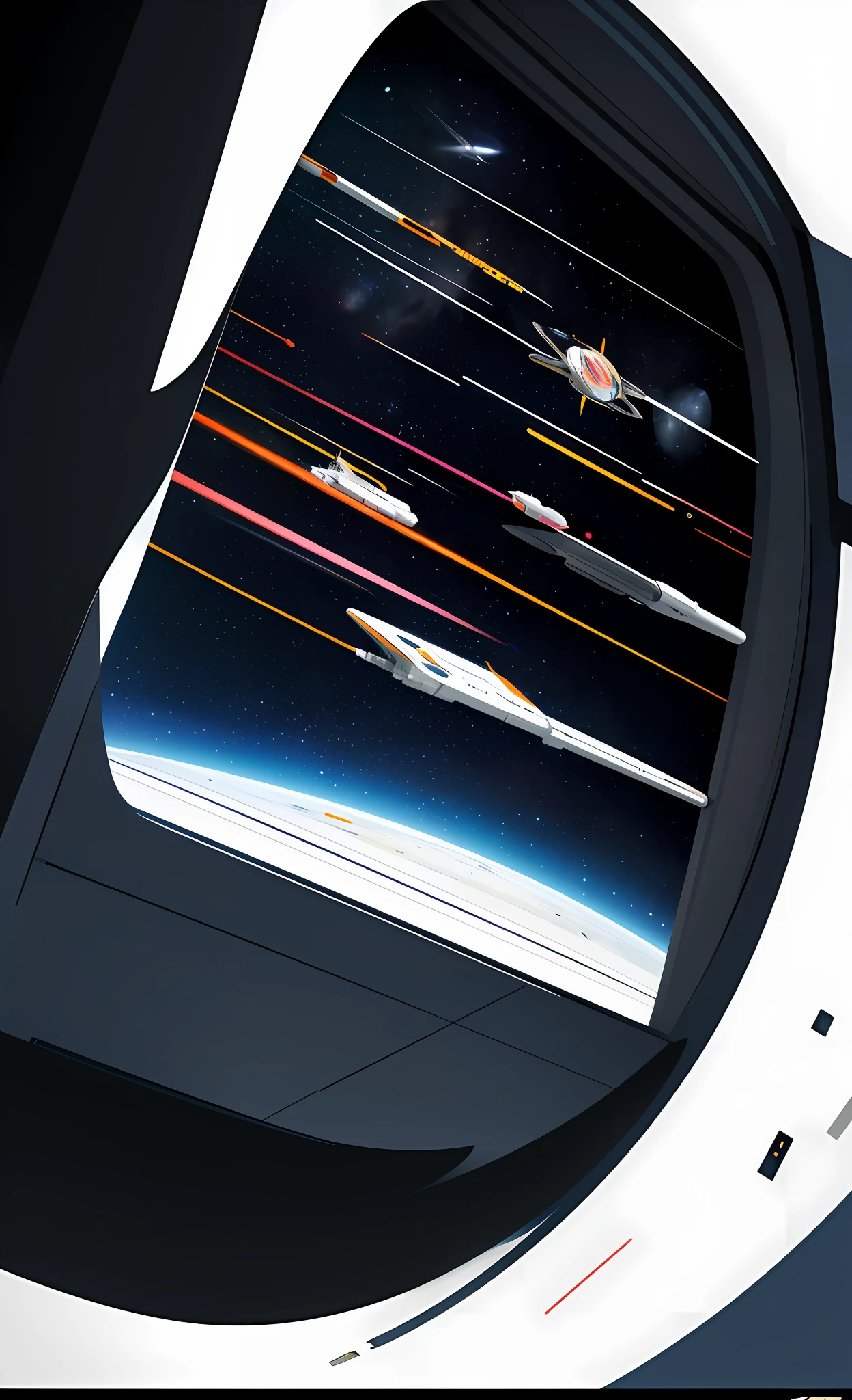 Masterpiece, best quality, 1 girl, space thriller movie poster, poster_white_frame, Bauhaus, shape, line, abstract