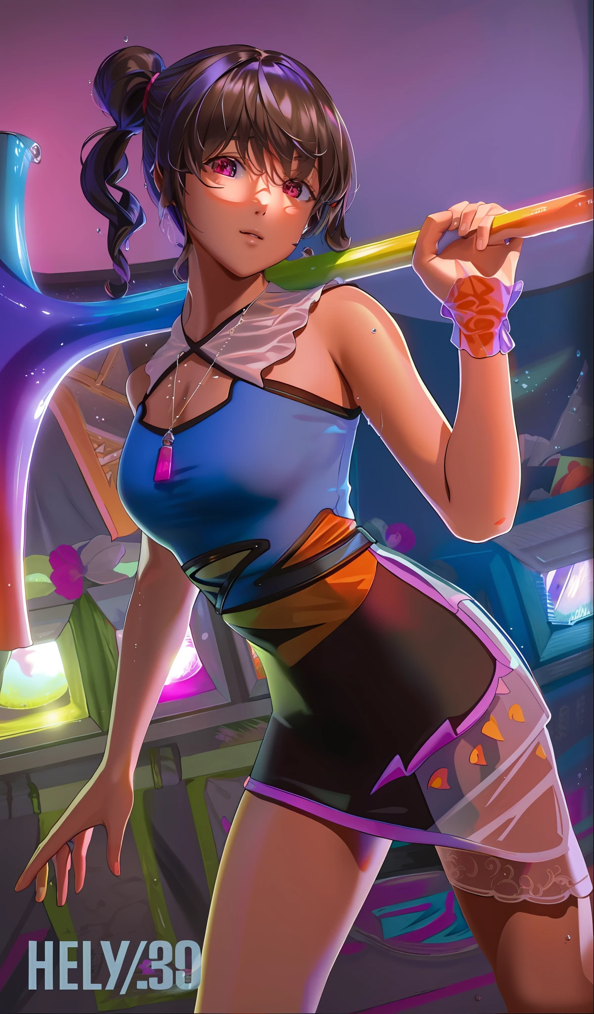 highres, ultra-detailed, illustration, colorful, masterpiece, best quality, best shadow, best lighting, fine detail, 4k, extremely detailed, 8k wallpaper, best quality, soft lighting, stroke, intense shadows short transparent dress Short dress tight clothes Wet clothes