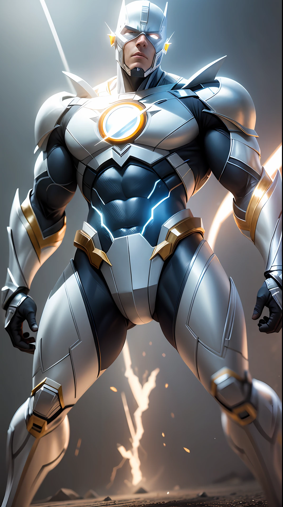 Create ultra realistic justice league white flash character, full body super detailed armor perfect lighting high resolution 8k realism --auto --s2