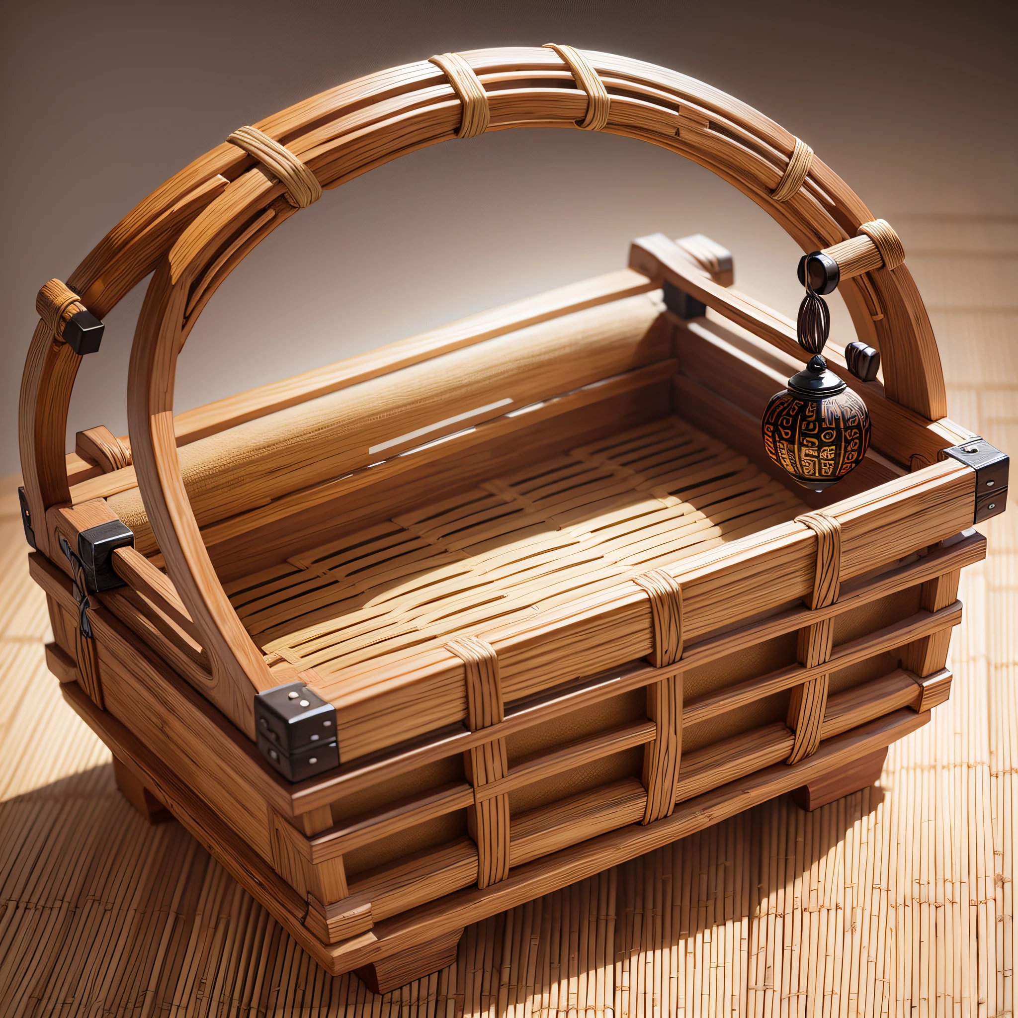 Chinese folk bamboo basket, for fruit, real material, high-precision details --auto --s2