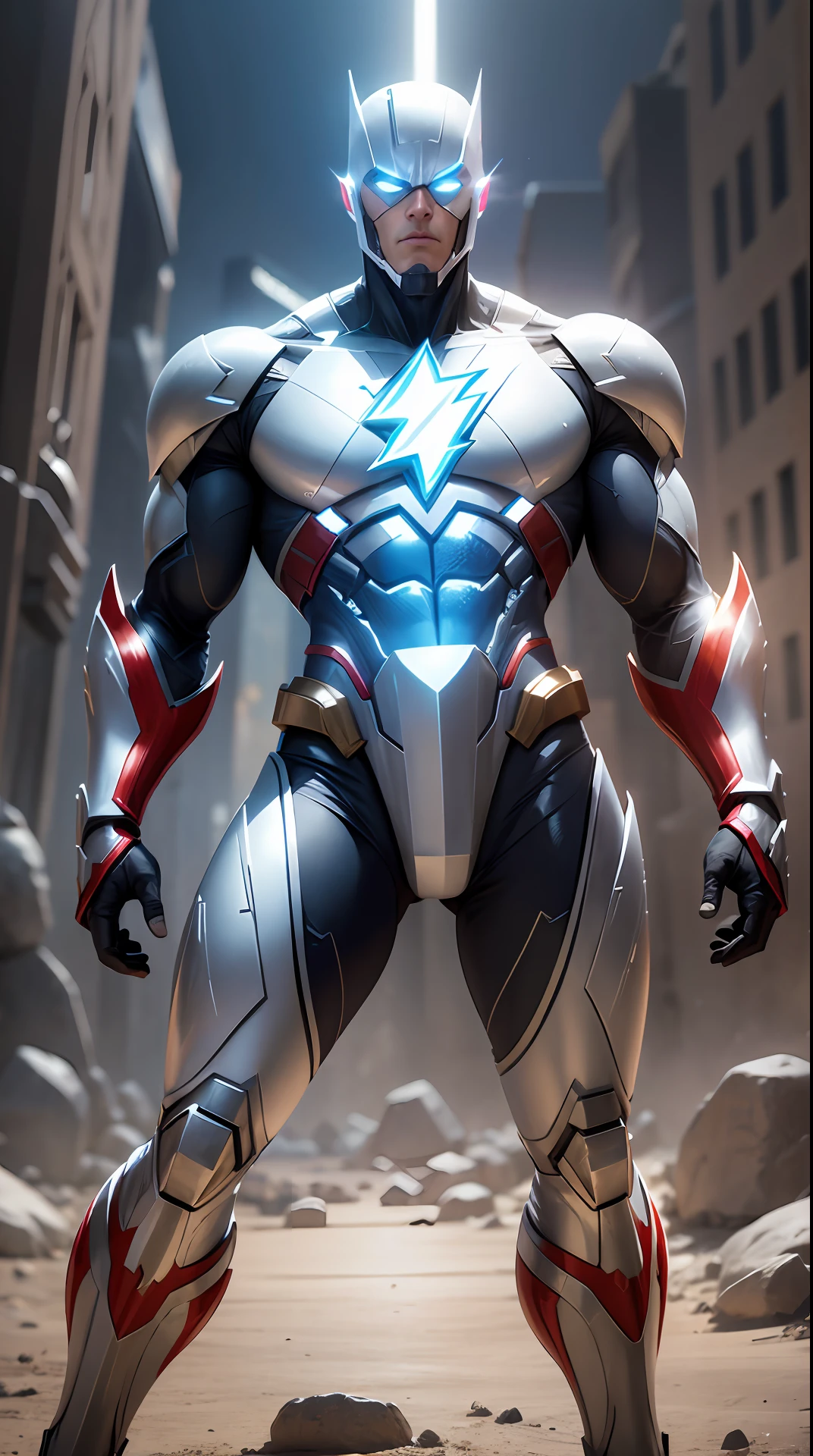 Create ultra realistic justice league white flash character, full body super detailed armor perfect lighting high resolution 8k realism --auto --s2