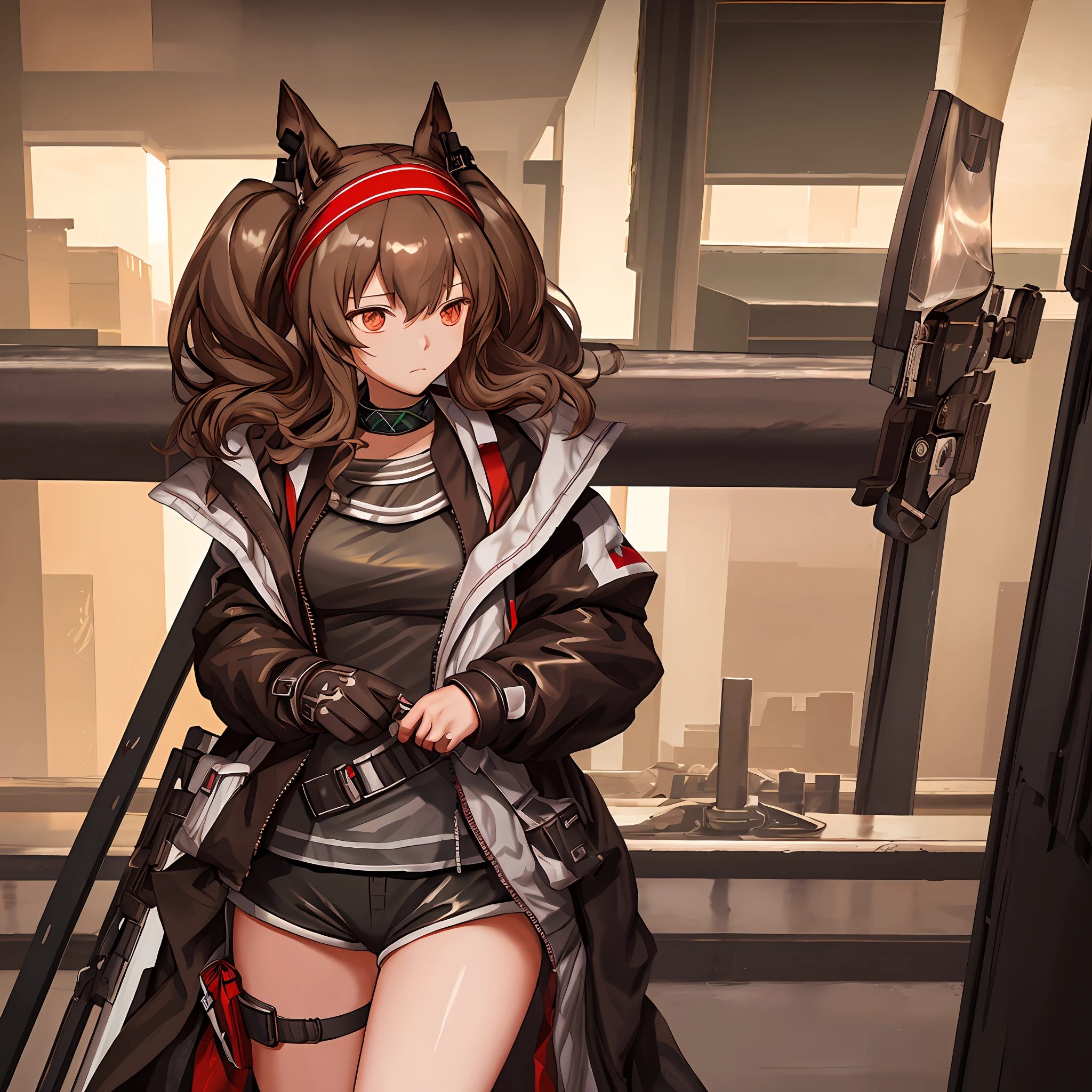 nice hands, masterpiece, best quality, ultra-detailed,
1girl, headband, coat, angelina \(arknights\),arknights,
simple background,cowboy shot, outdoors, cityscape,
(empty eyes, blank eyes:1),
drip,bottomless, no panties, dirndl,spread,