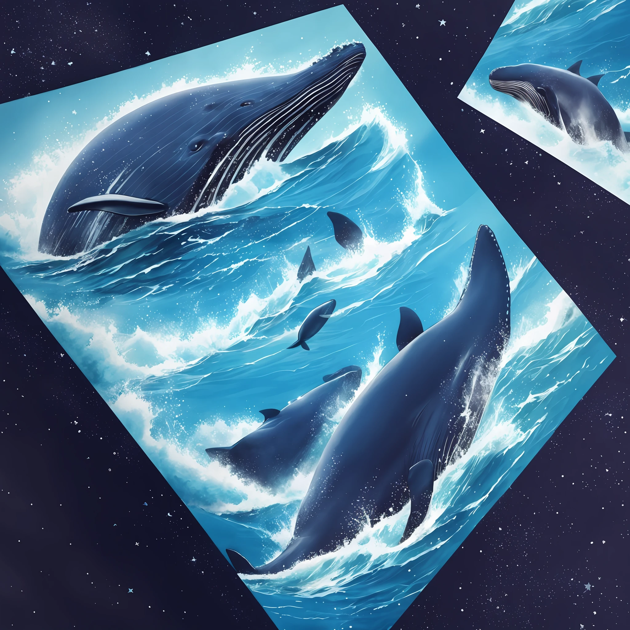 Whales in love with stars in the deep sea --auto --s2