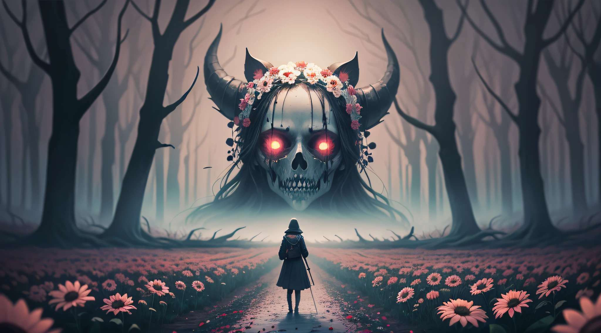 thousand of terrifying flowers, horror, dark