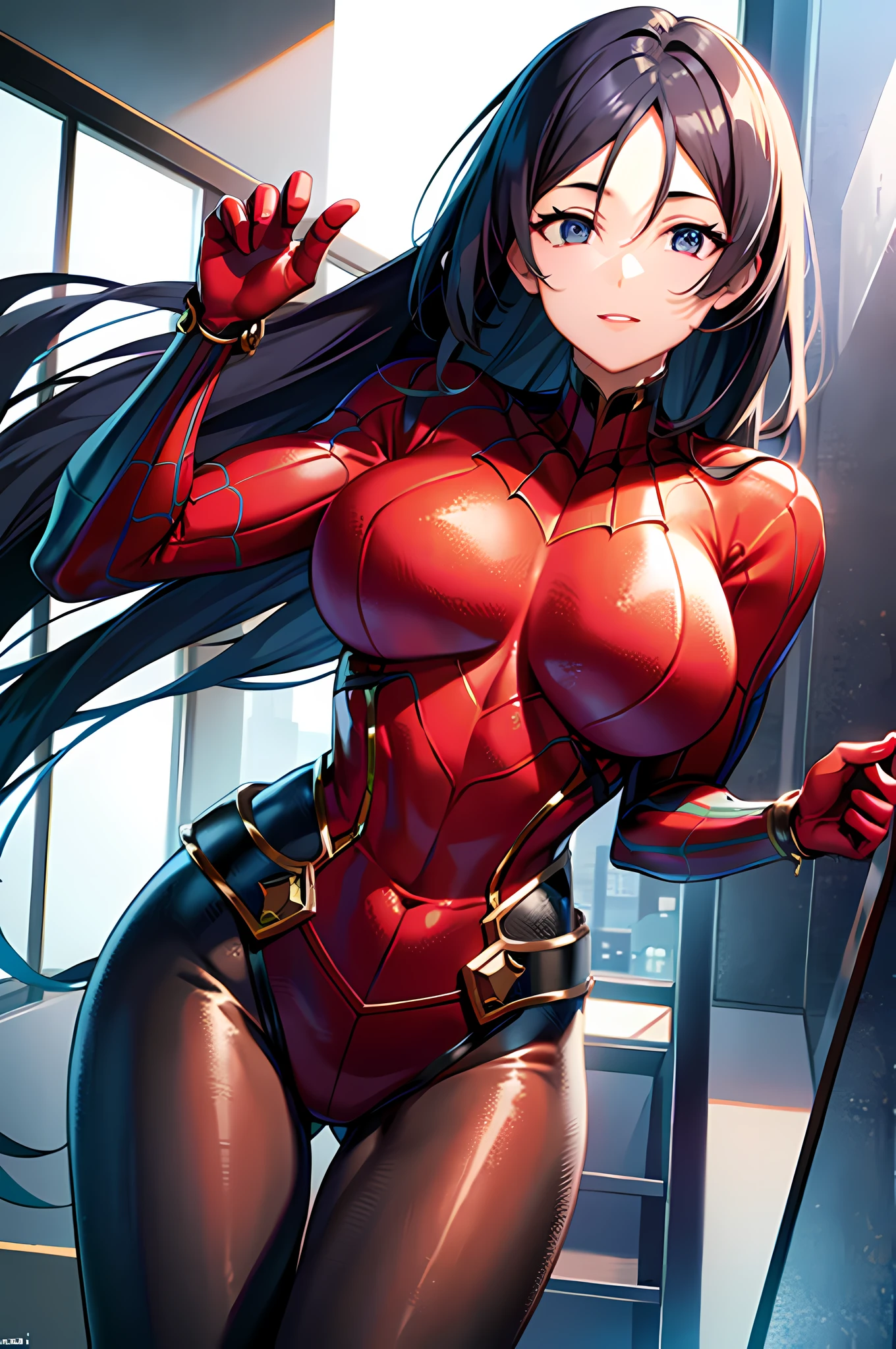 Masterpiece, Best Quality, CG, Wallpaper, HDR, High Quality, HD, Very Detailed, Spider-Man style, Super Metroid style, RPG Spider-Man, looking at the audience, posing.