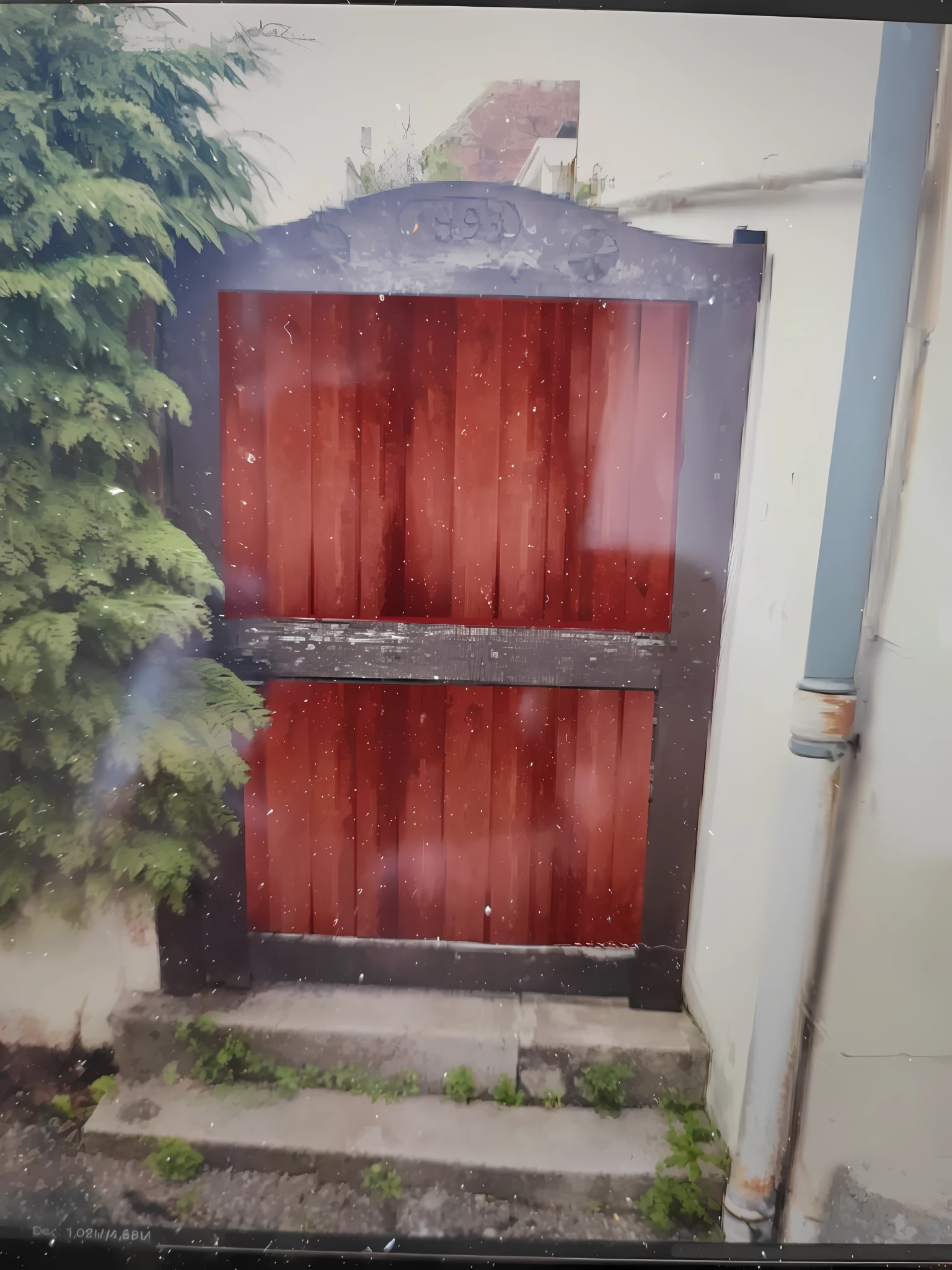 Change the color of the gate to burgundy red