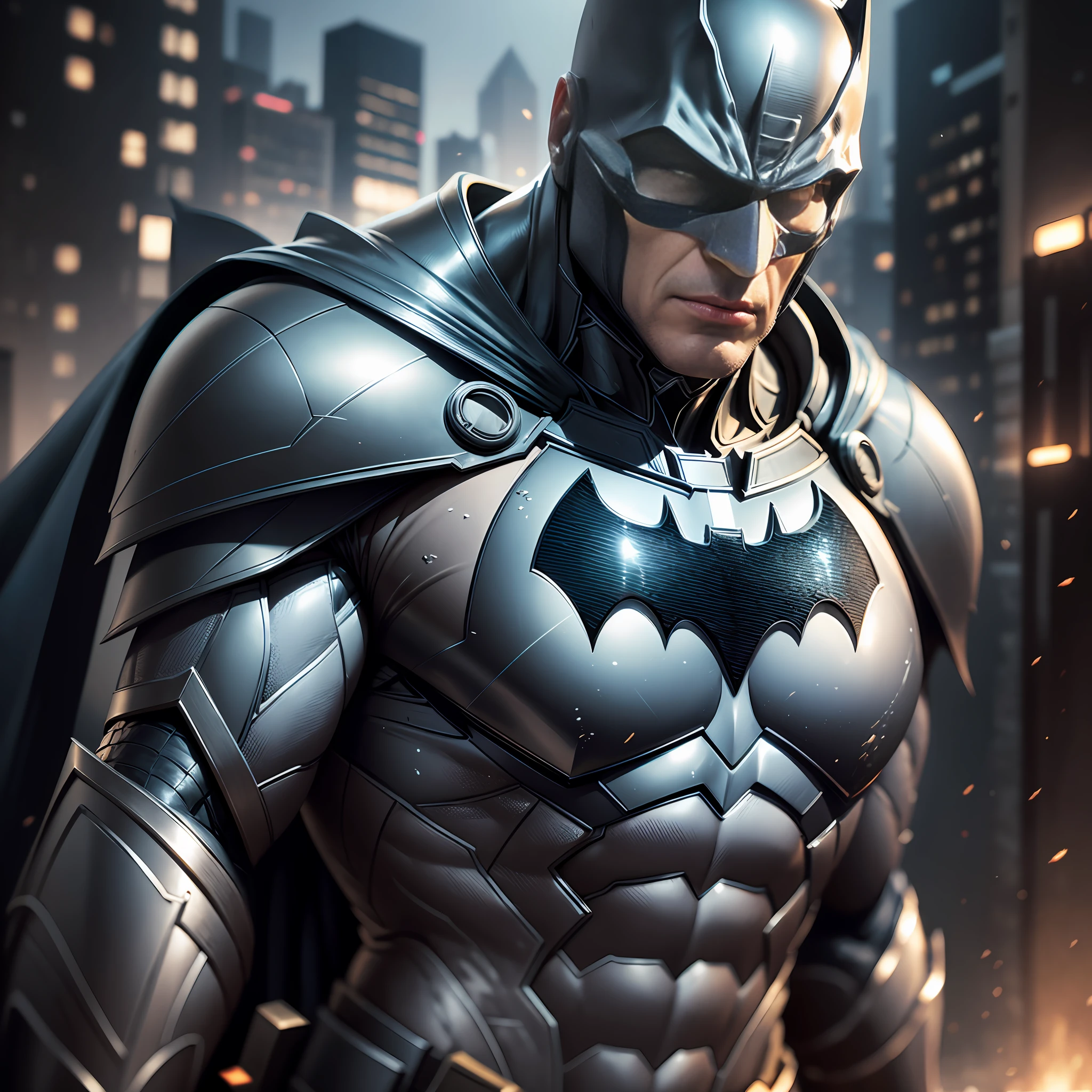 Create justice league batman character ultra realistic, perfect lighting super detailed armor vetimenta detailed very realistic high resolution 8k realism --auto --s2