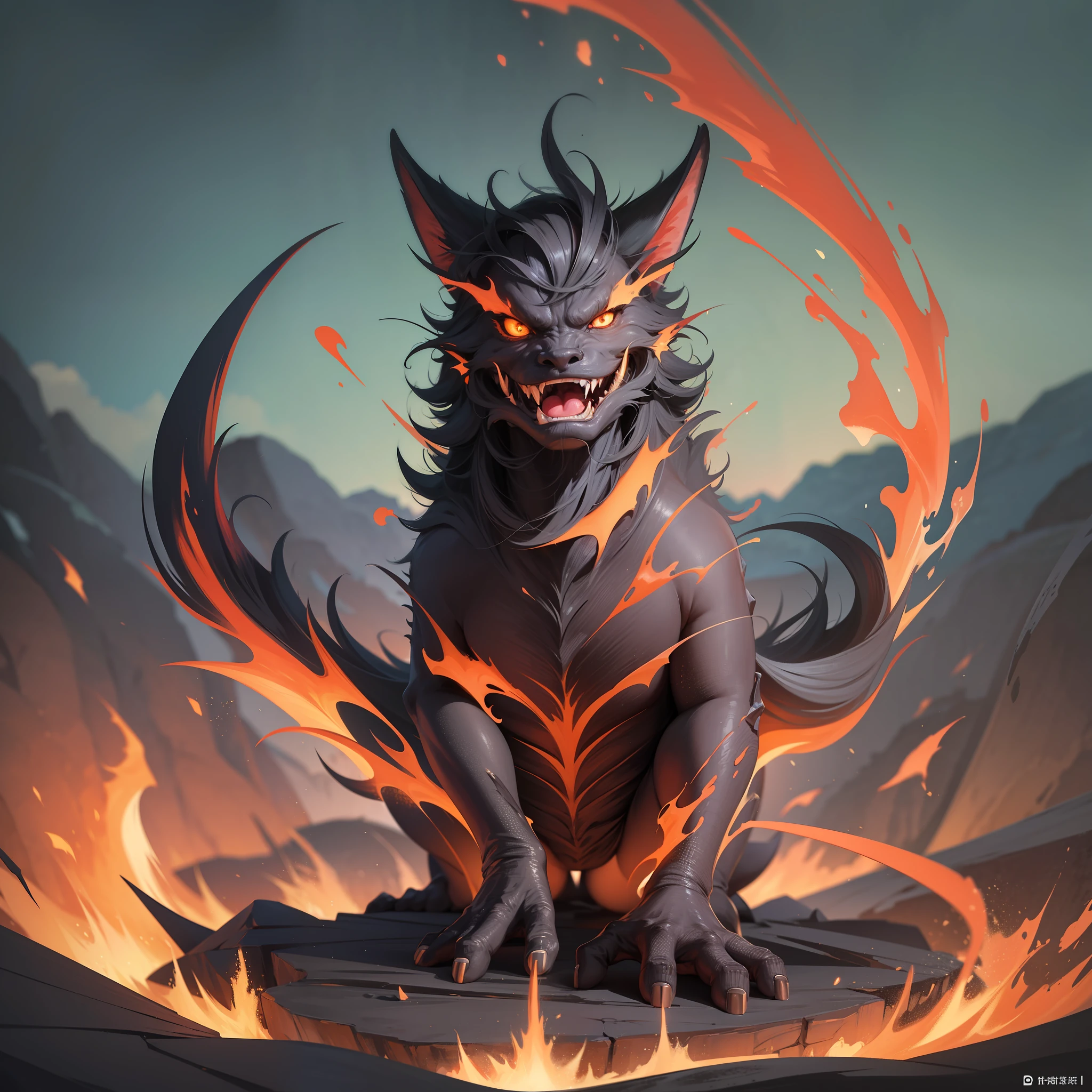 Best Quality, Excellent, Masterpiece, Masterclass, Resurrected Lava, Panorama, Carving, Sharp Focus, Dark Attributes: 1.2, Non-Human, Monster --auto --s2