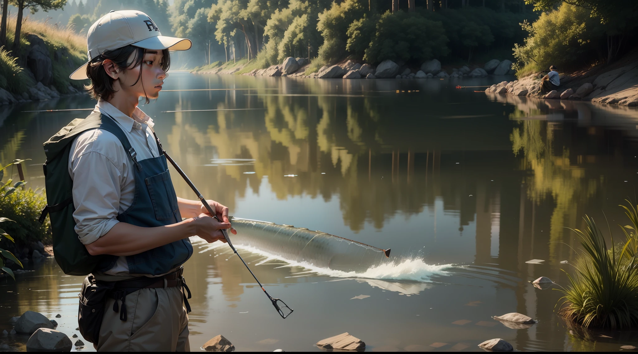 Fishing, man, delicate face