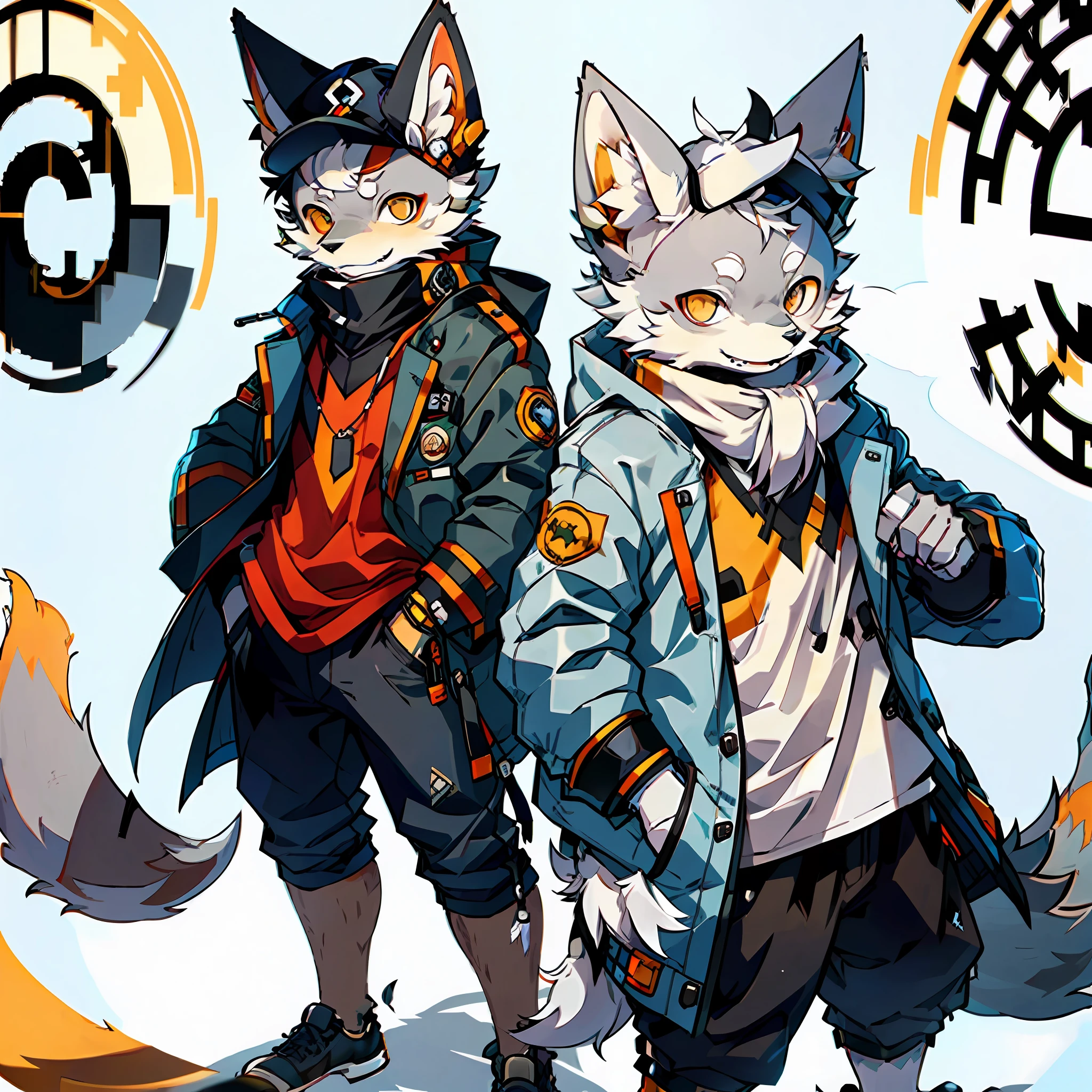 Solo, furry, furry fox, canine, arctic fox, gray fur, gray ears, golden eyes, pipe in mouth, pipe, pipe, coat, hat, detective attire, Sherlock Holmes