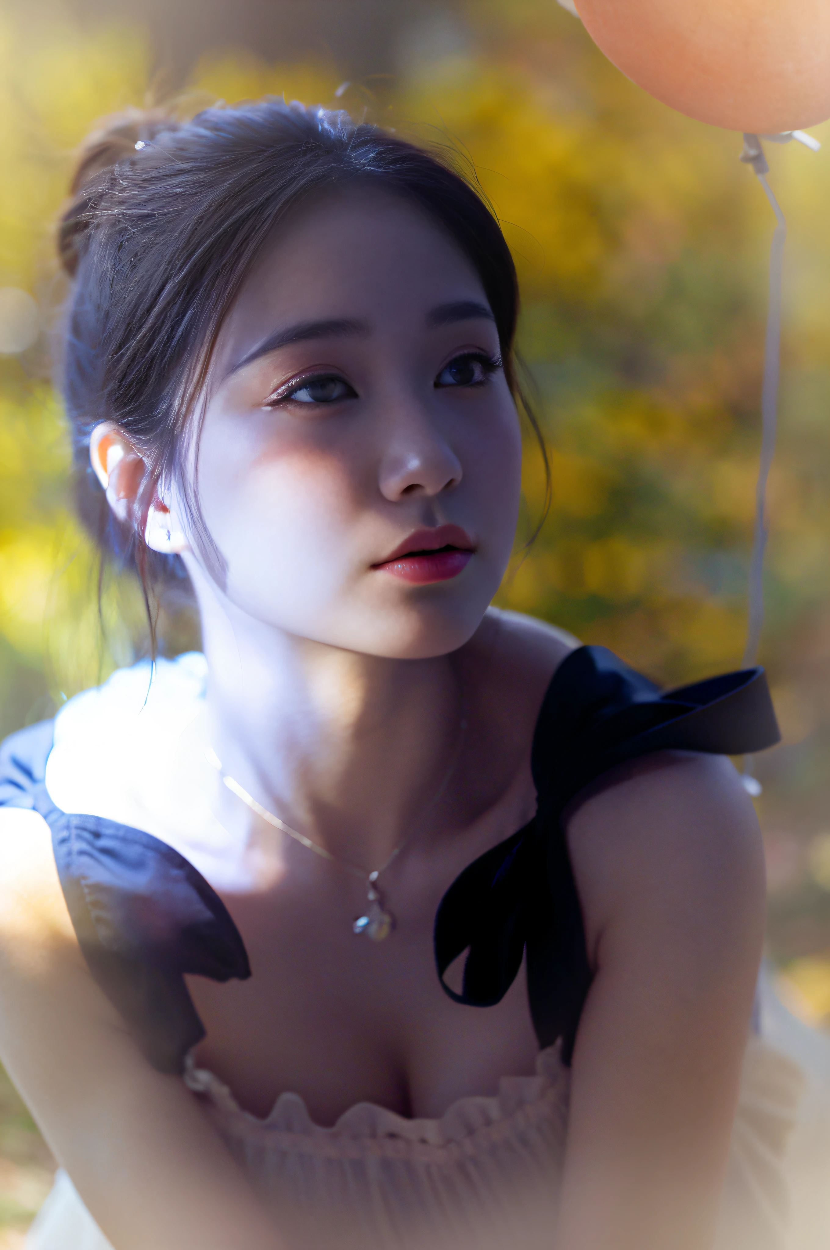 (8k, RAW Photo, Best Quality, Masterpiece: 1.2), (Realistic, Photo Real: 1.37), Professional Lighting, Photon Mapping, Telemetry, Korean Doll, Park, White Summer Dress, Good Fingers, Good Eyes, Eye Light