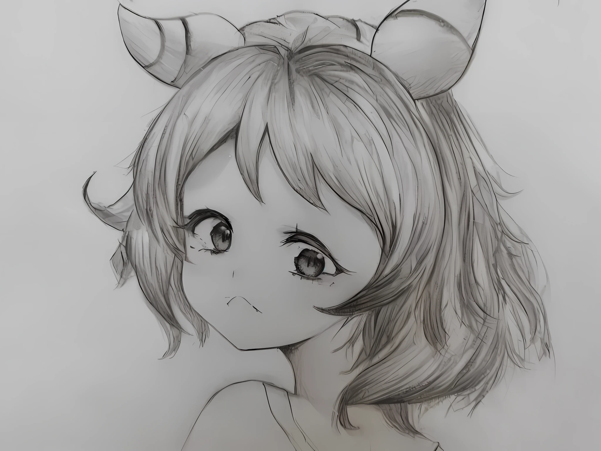drawing of a girl with horns on her head, anime sketch, an anime drawing, anime style drawing, anime drawing, anime realism style, anime style portrait, manga drawing, a manga drawing, anime shading, anime shading), in an anime style, pencil and ink manga drawing, japanese anime artist drawn, portrait of an anime girl, anime portrait, semirealistic anime style