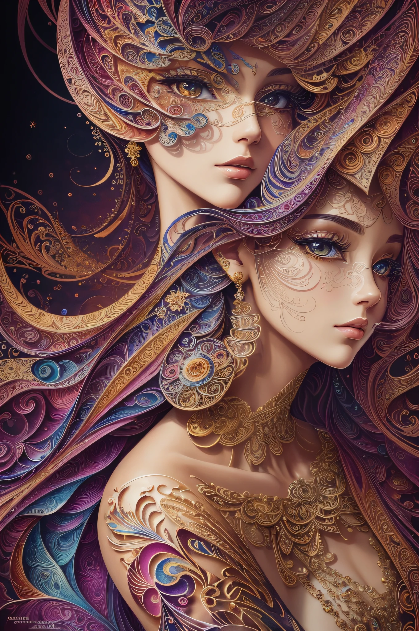(masterpiece, top quality, best quality, official art, beautiful and aesthetic:1.2), (1girl:1.3), extremely detailed,(fractal art:1.2),colorful,highest detailed,(zentangle:1.2), (dynamic pose), (abstract background:1.5), (treditional dress:1.2), (shiny skin), (many colors:1.4), upper body, masterpiece, best quality,high quality,highres, 16K,RAW,ultra highres,ultra details,finely detail,an extremely delicate and beautiful,extremely detailed,real shadow, anime,highly detailed painted,award winning glamour paintting,wonderful paintting,art style,stylized,