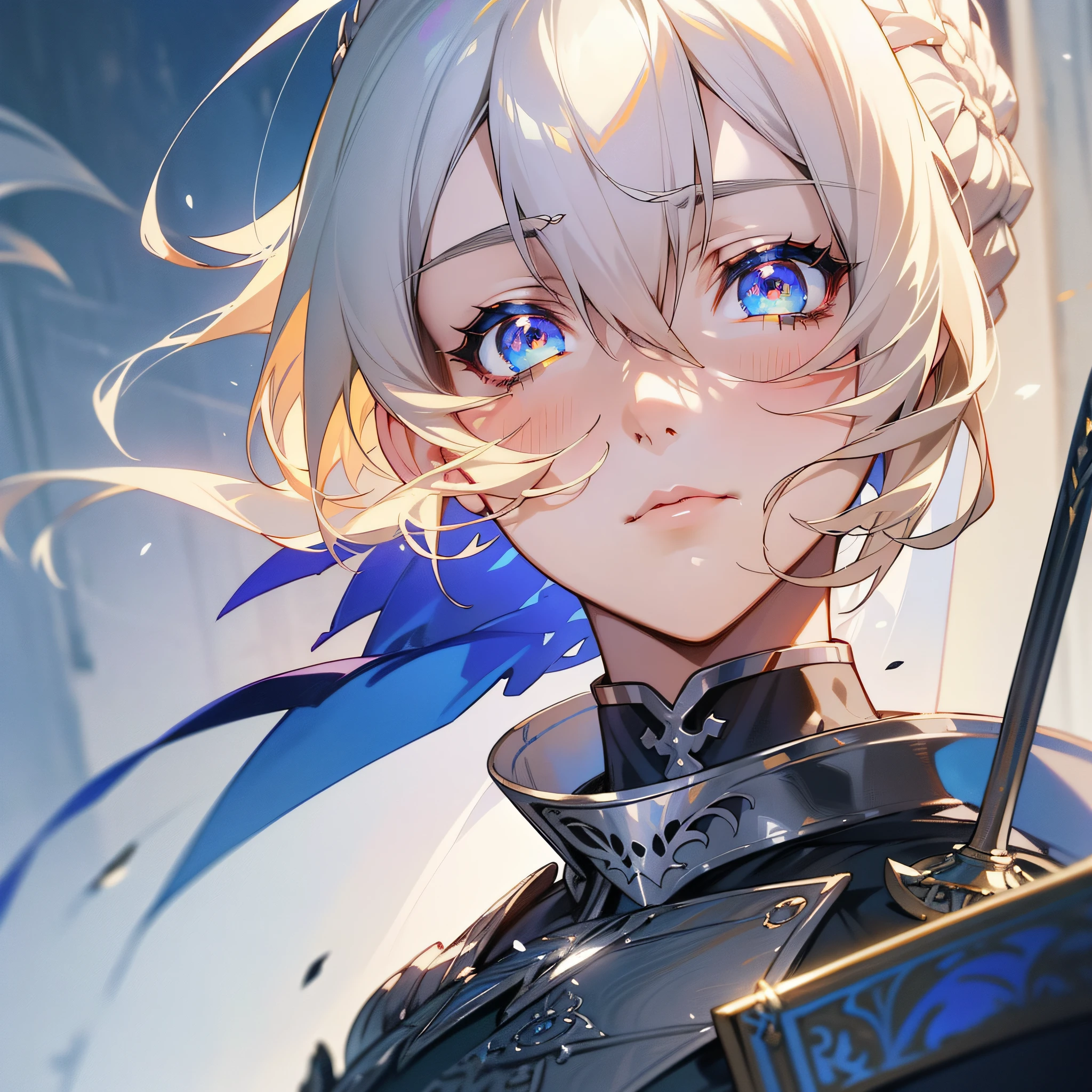 Artoria Pendragon \ (Destiny\,Masterpiece, Best Quality, High Resolution, Ultra Detailed, Art Book, Anime Coloring, CG, Illustration, Fantasy, 1 Girl, Solo, Blood, Male Focus, Looking at the Audience, Artoria Pendragon \ (Destiny), Armor, Detailed Beautiful Face and Eyes,