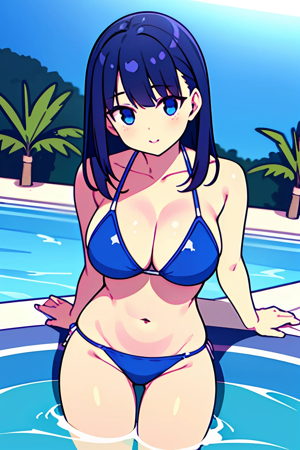 best quality, high resolution, araffe asian woman in a blue bikini posing in a pool, realistic young gravure idol, blue bikini, young sensual gravure idol, beautiful asian girl, swimsuit, young pretty gravure idol, japanese model, young skinny gravure idol, wet swimsuit, sophisticated gravure idol, is wearing a swimsuit, gorgeous bikini model, young gravure idol, in bikini